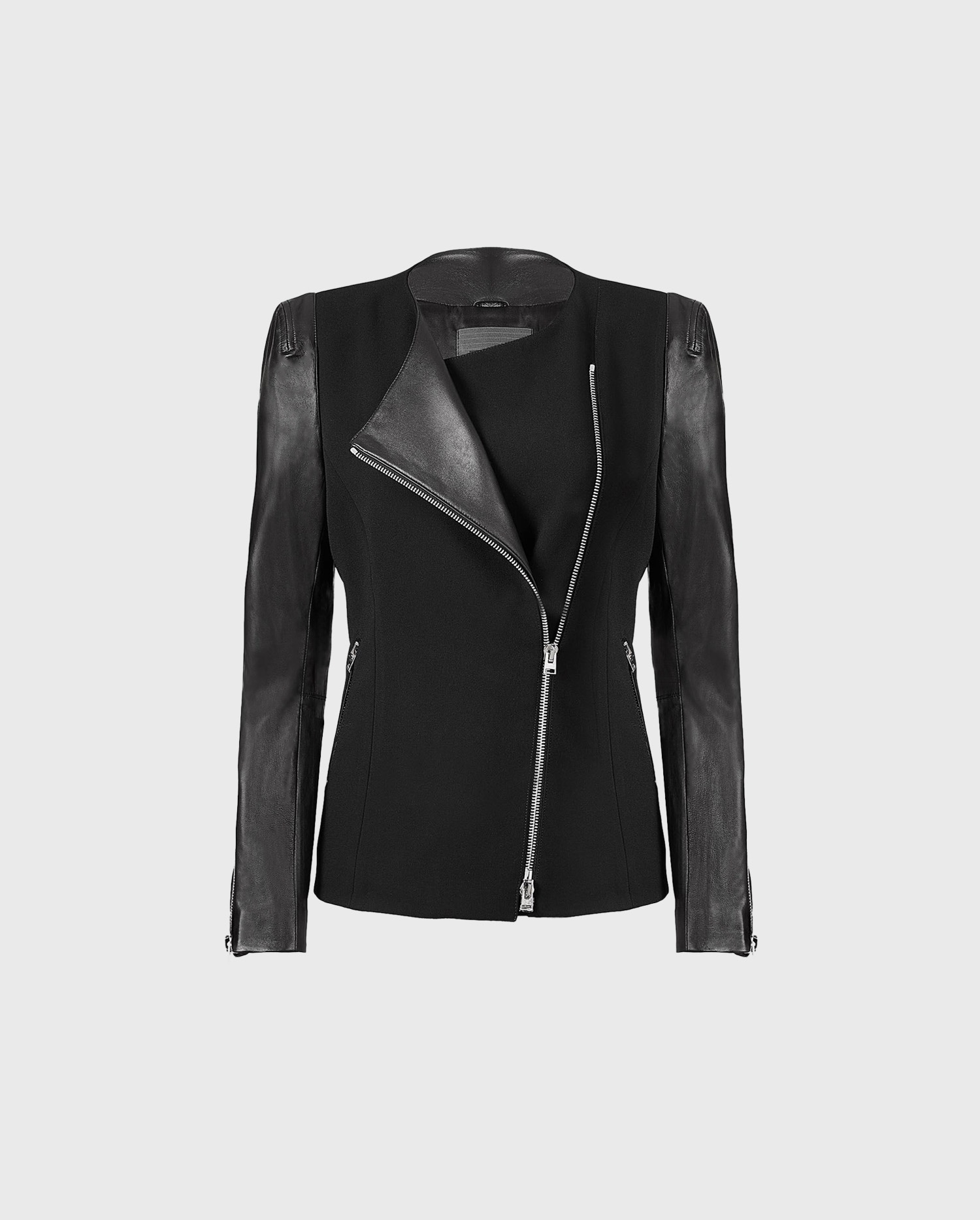 Discover the FATINE black leather motorcycle jacket from ANNE FONTAINE