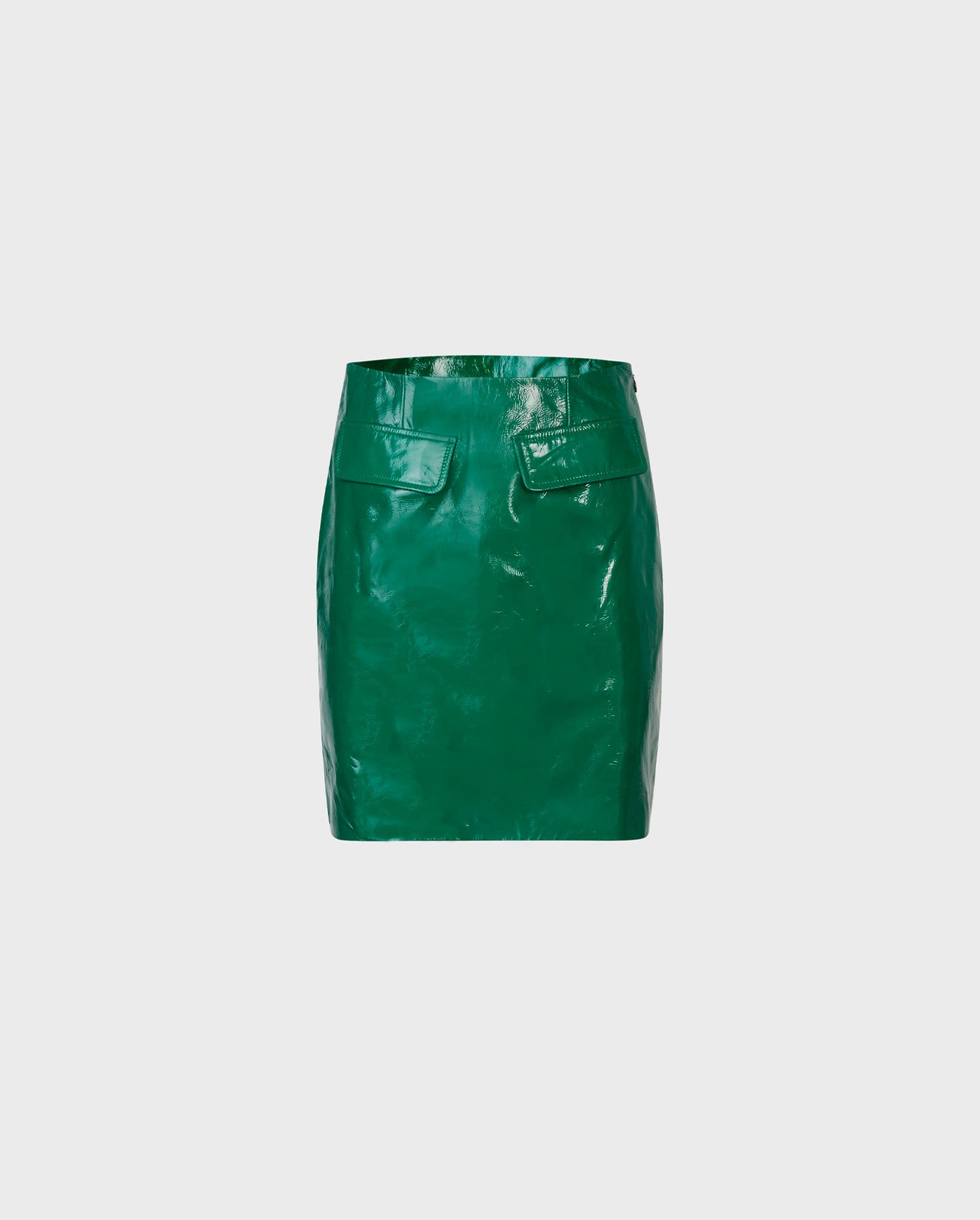 Discover the FEMINA green faux leather mini skirt with front pockets from designer ANNE FONTAINE