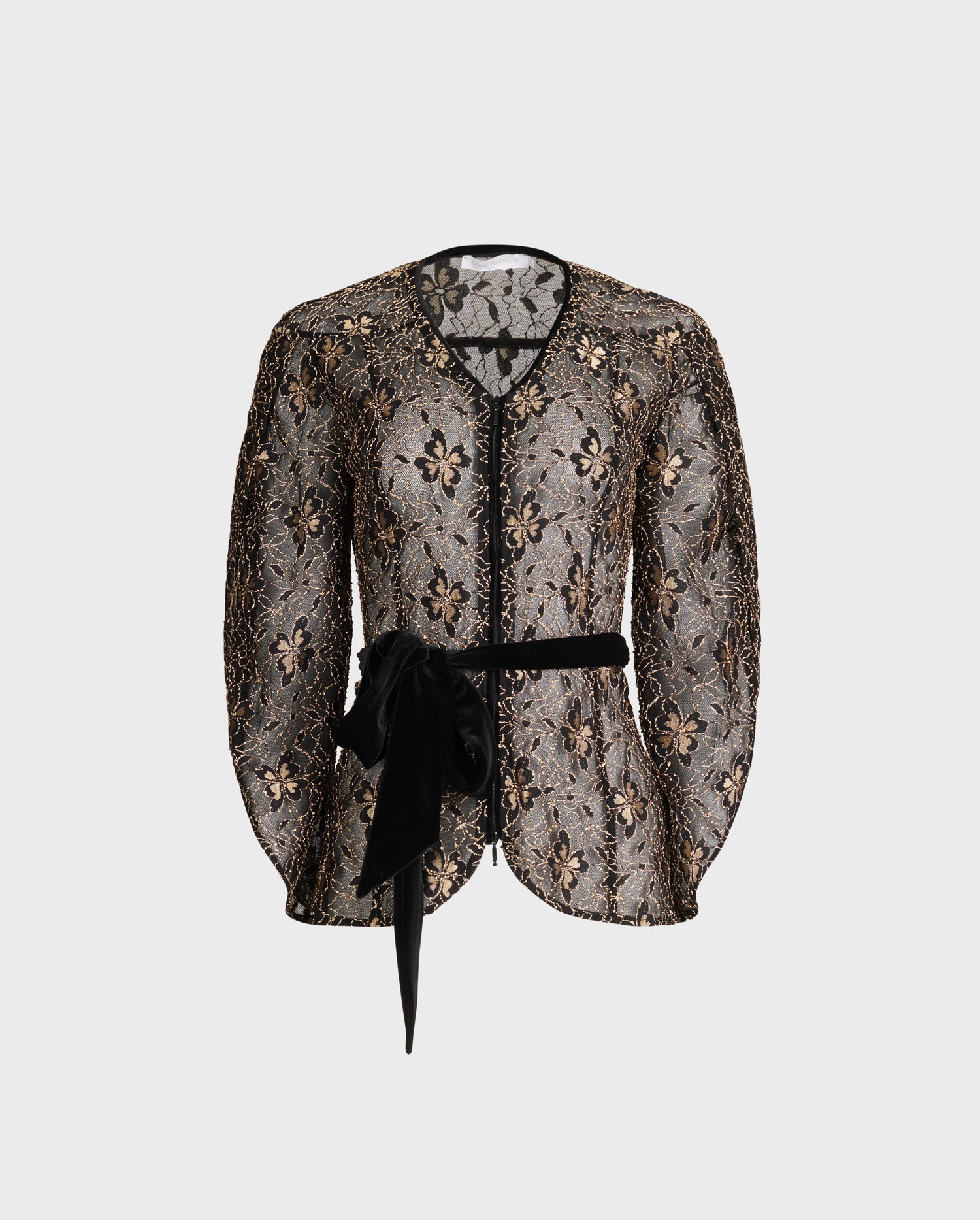 Discover The HARPE Black jacket with floral lace detailing from ANNE FONTAINE