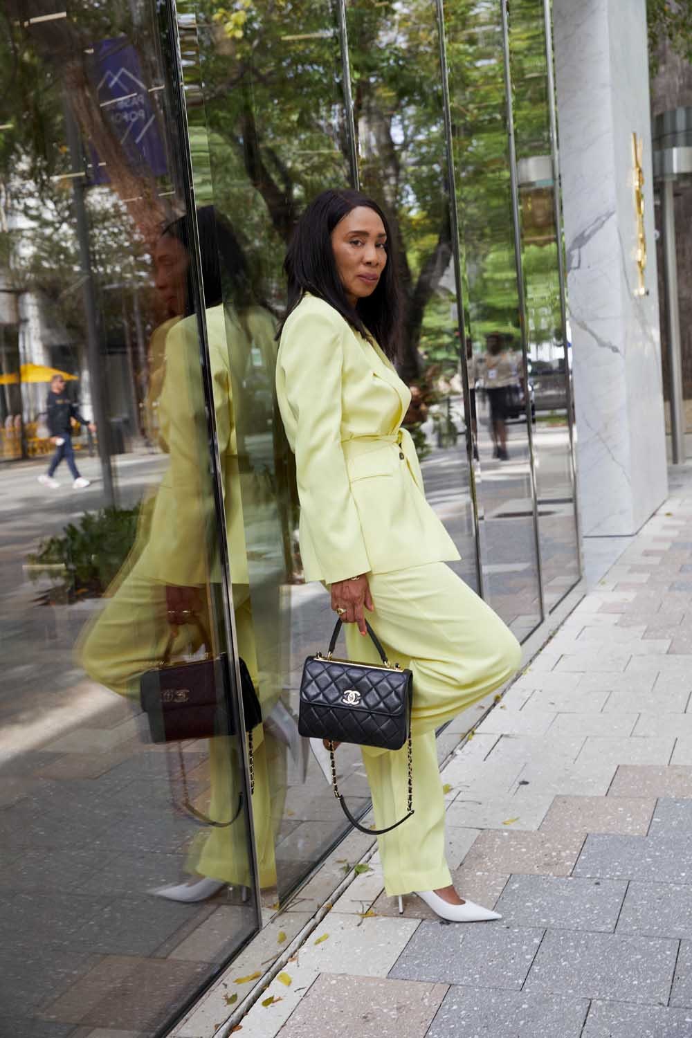 Discover The  NAHI Yellow blazer jacket belted oversized with Long sleeves from ANNE FONTAINE