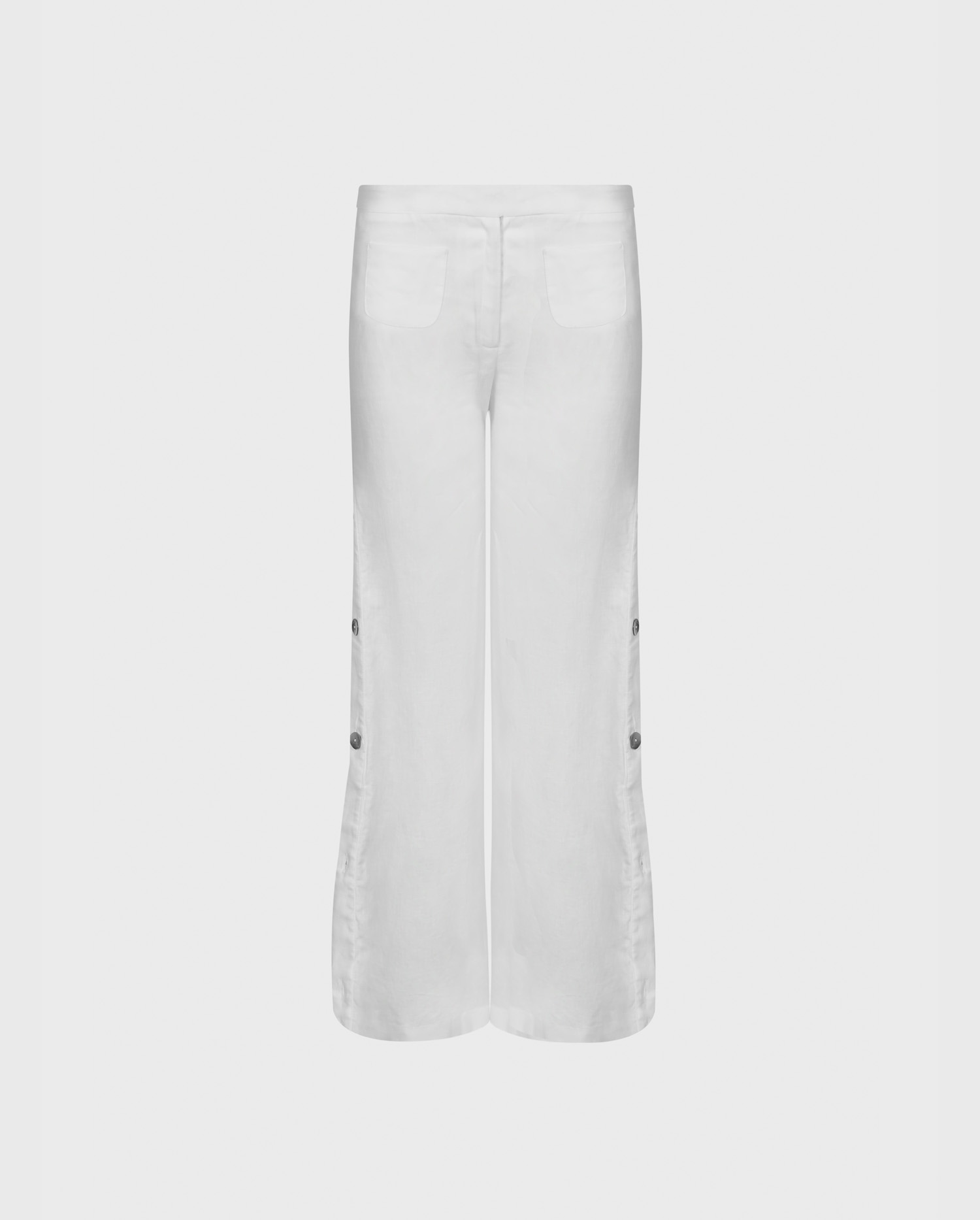 Discover The ILARGI White pants wide-leg high-waist with side buttons slit opening from ANNE FONTAINE