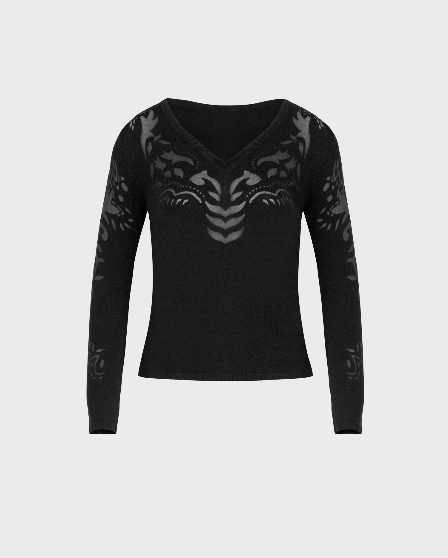 Discover the LARROSA long sleeve black knit with transparent design from ANNE FONTAINE