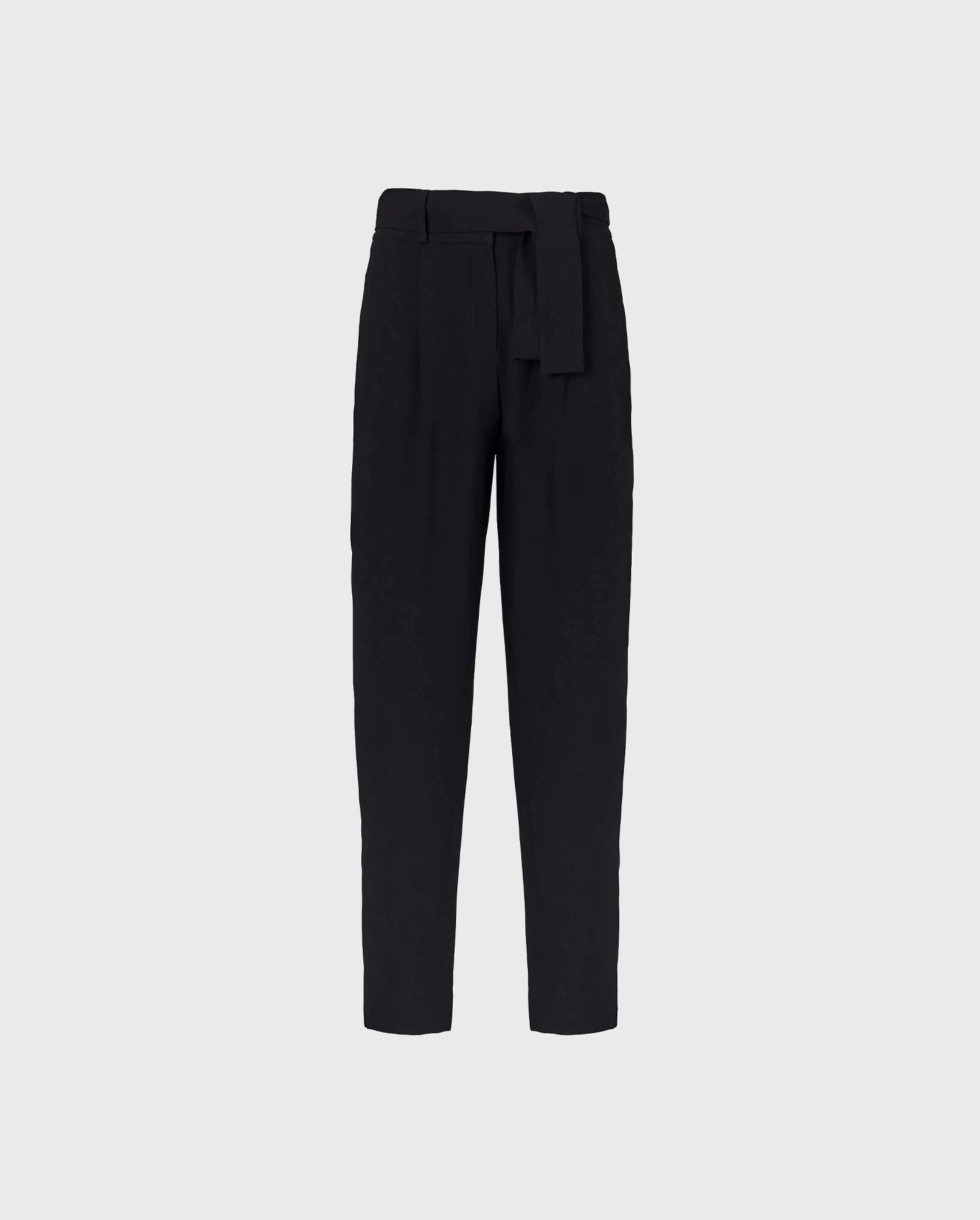 Discover The LESTER Black ankle length pants with front pleats and removable belt from ANNE FONTAINE