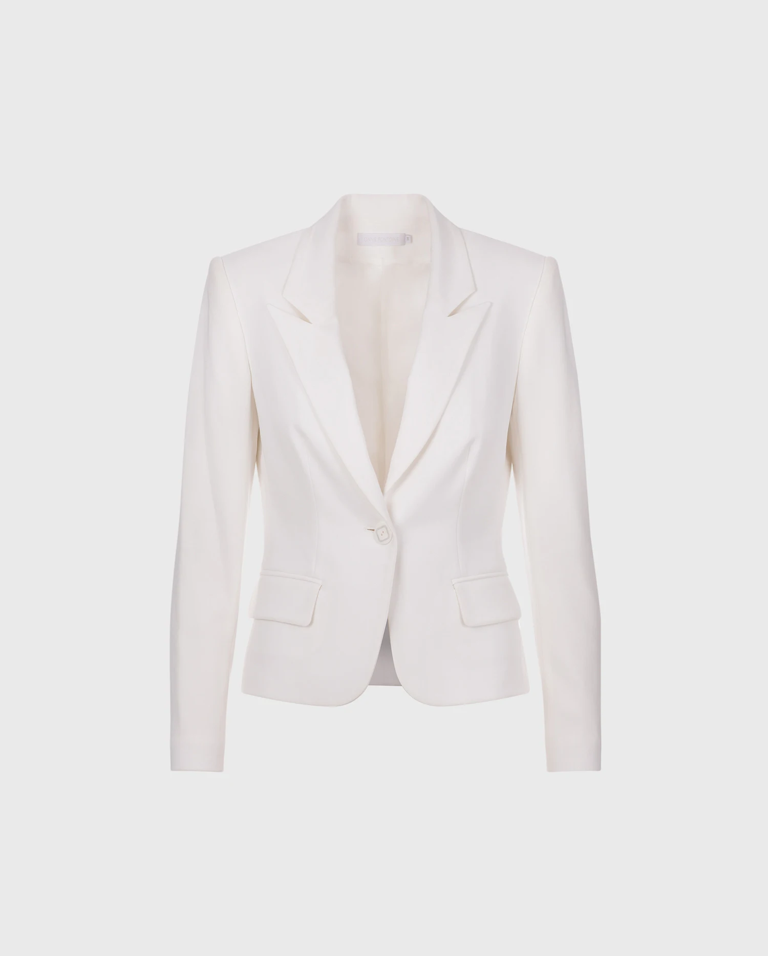 Discover the LIDO Off-White Textured Crepe Jacket With Geometric Button from designer ANNE FONTAINE