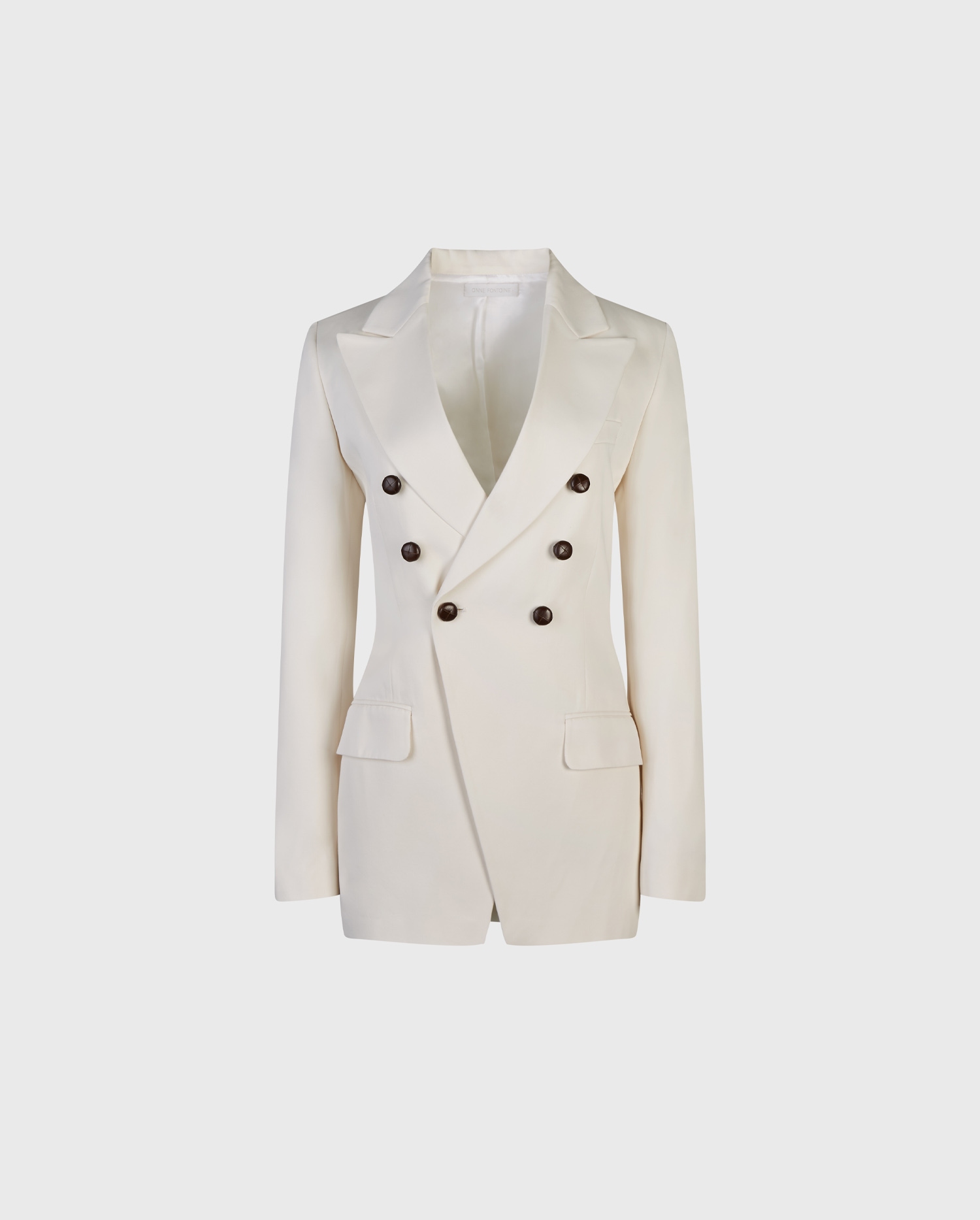 Discover The LONORA White Fitted Double-Breasted Blazer Type Suit Jacket From ANNE FONTAINE