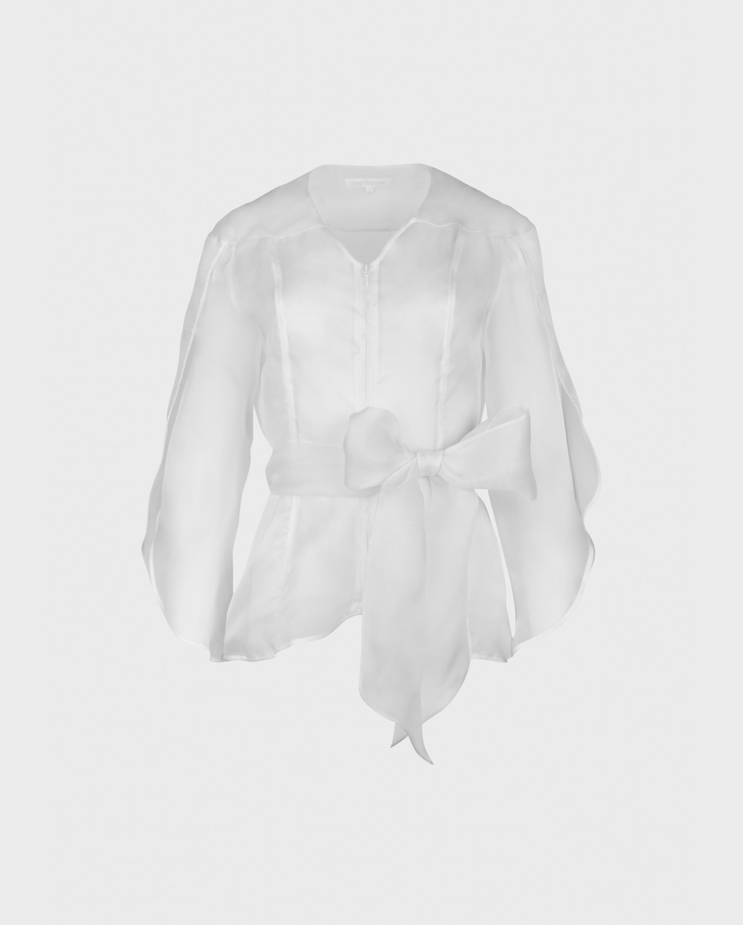 Discover The LUXURY Long Sleeve White Sheer Blouse With Petal Sleeves From ANNE FONTAINE