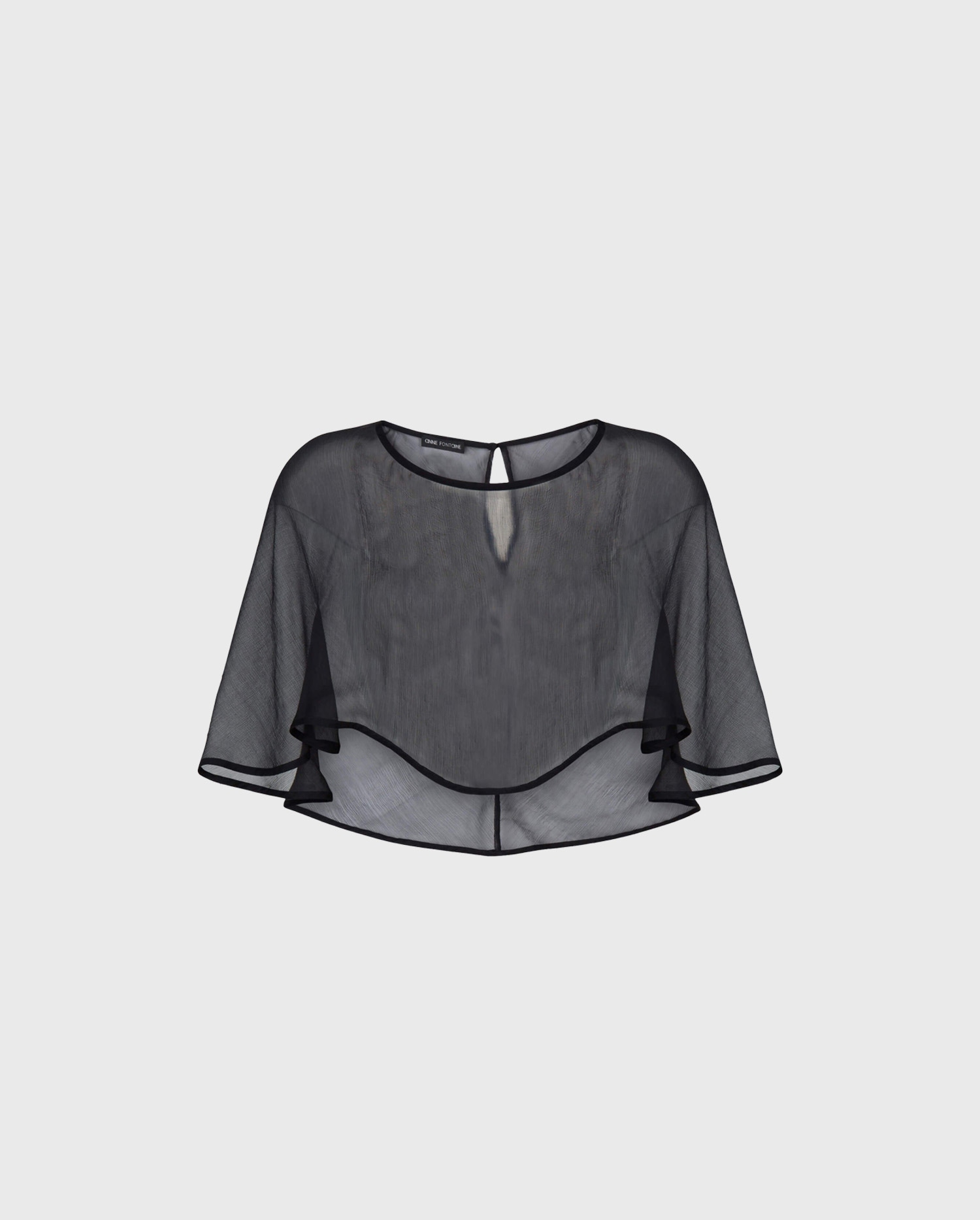 Discover the MYTHE Black silk chiffon high-low cape from ANNE FONTAINE