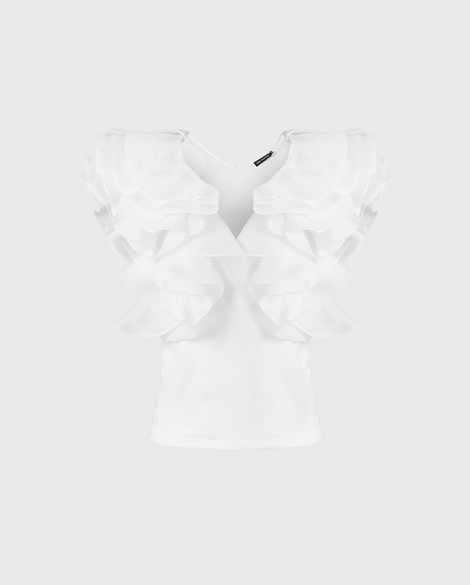 Discover The NATALENA White pima jersey shirt with flounced organza sleeves from ANNE FONTAINE