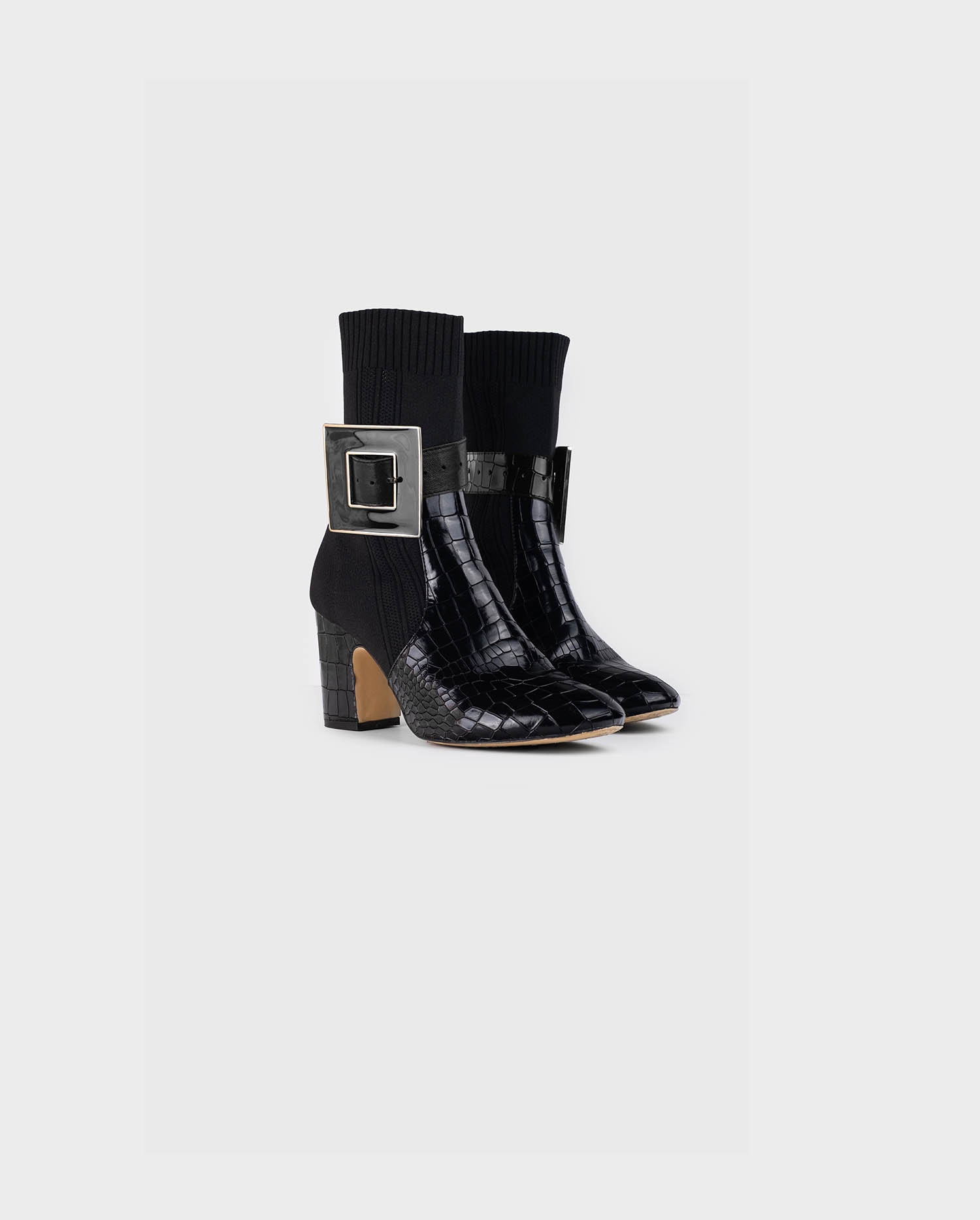Discover the NOEMIE Sock Boots With Croc-Embossed Details and Removeable Buckle