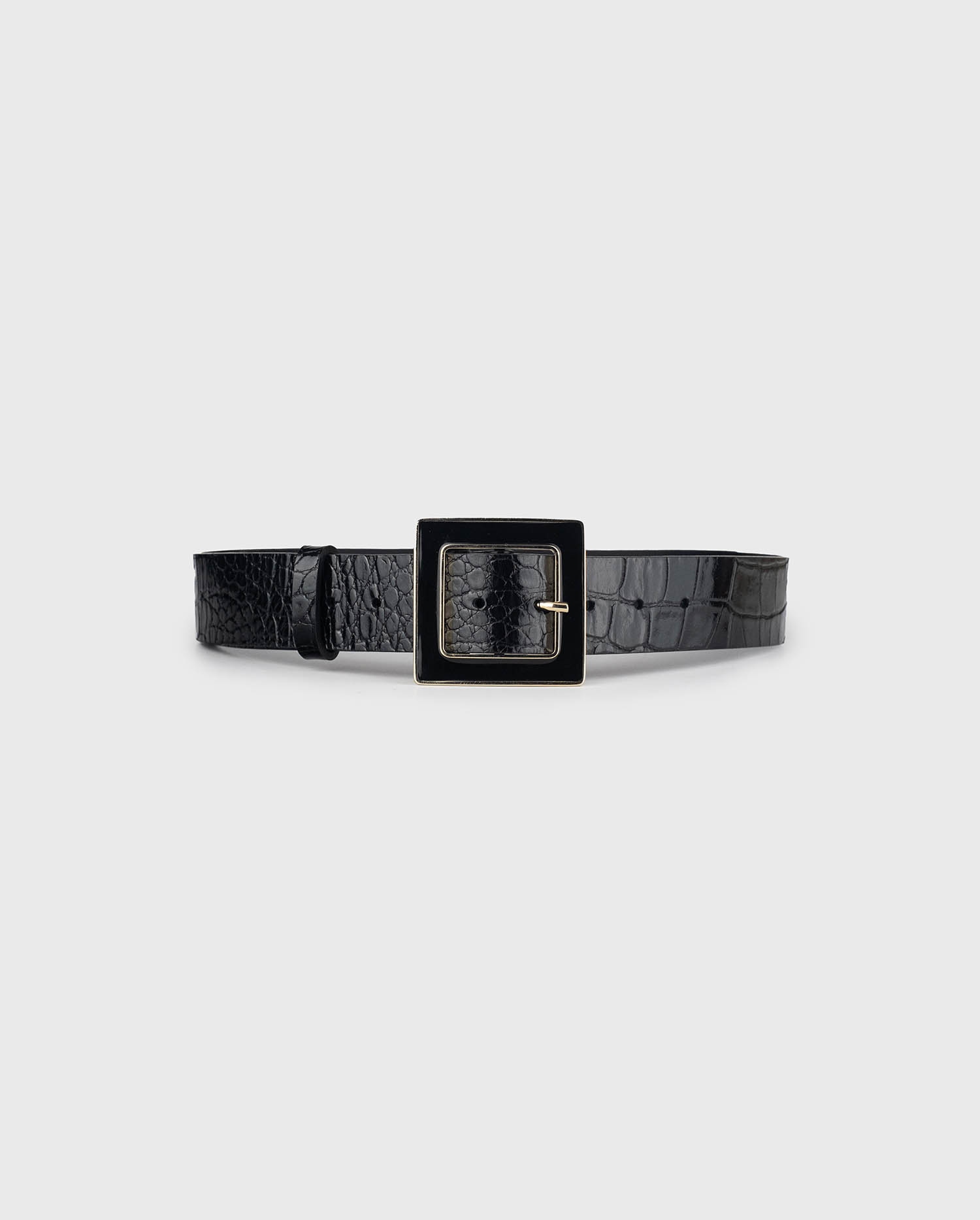 Discover the NORTH-MM Croc-embossed leather belt in a glossy black from ANNE FONTAINE