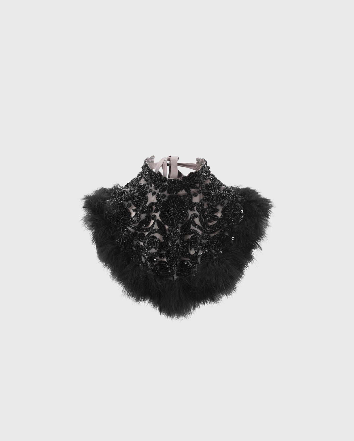 Discover the ODESSA Embroidered black collar with feathers from ANNE FONTAINE