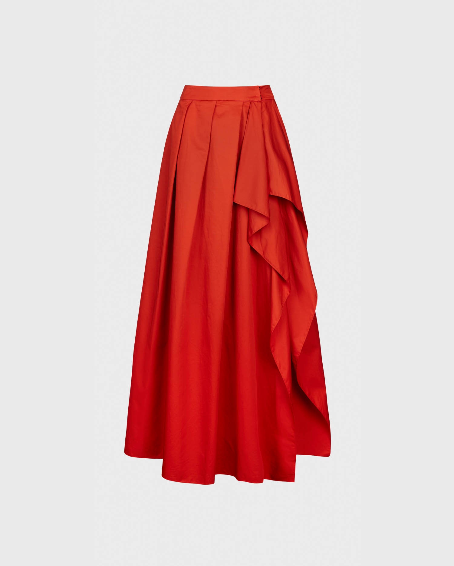 Discover The PIMENT Terracotta pleated Long skirt with draped high slit from ANNE FONTAINE