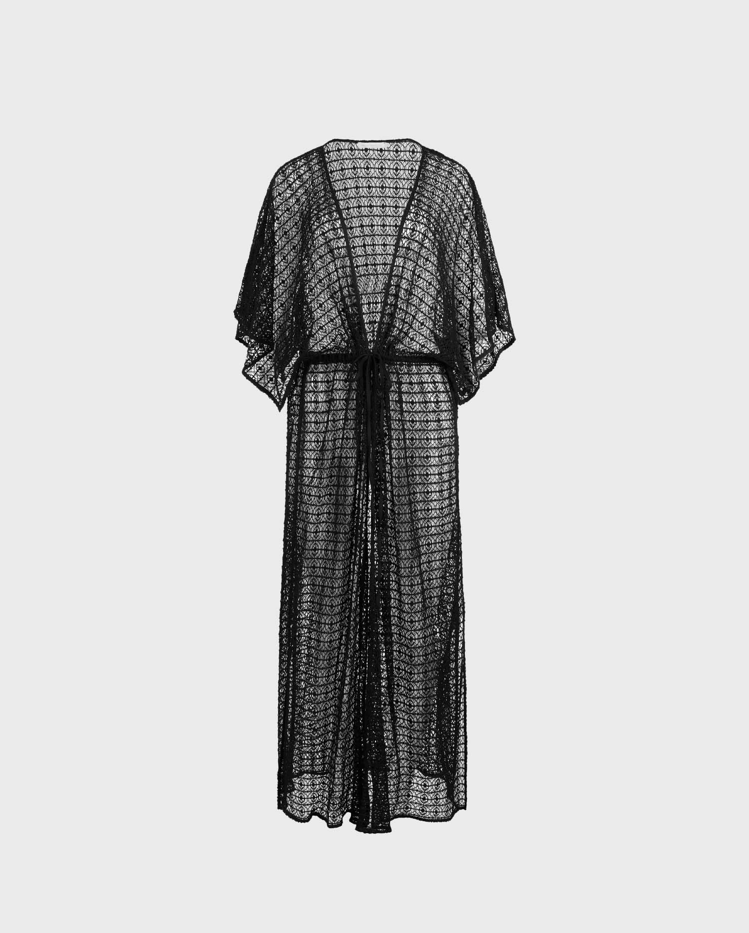 Discover PLAGE Sheer Black Netted-Knit Coverup Dress From ANNE FONTAINE