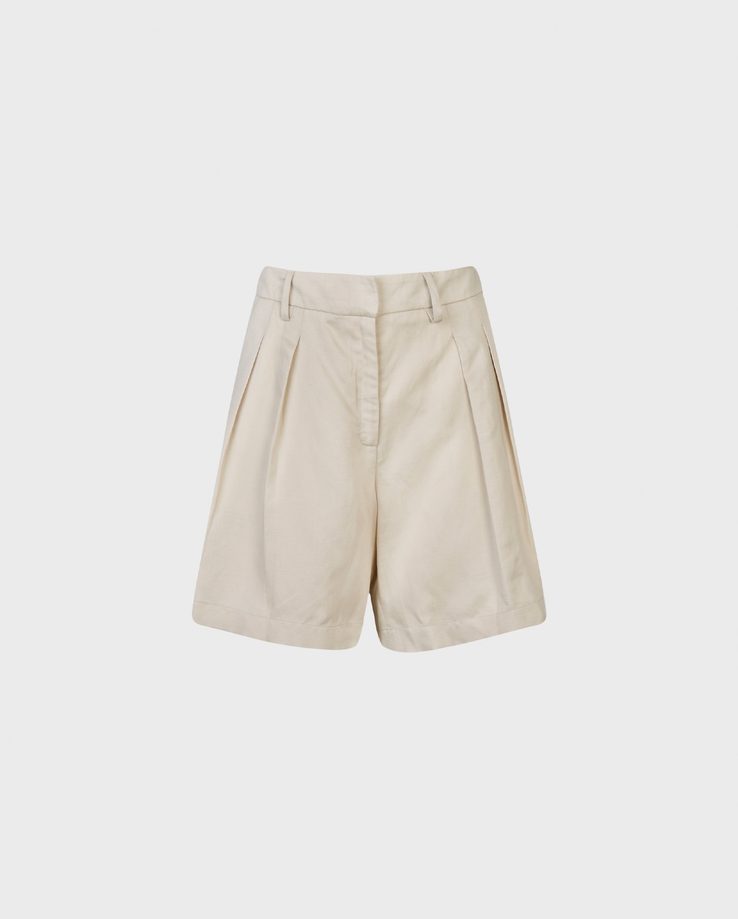 Discover The RECIF High Waist Pleated Linen Shorts in Sand From ANNE FONTAINE