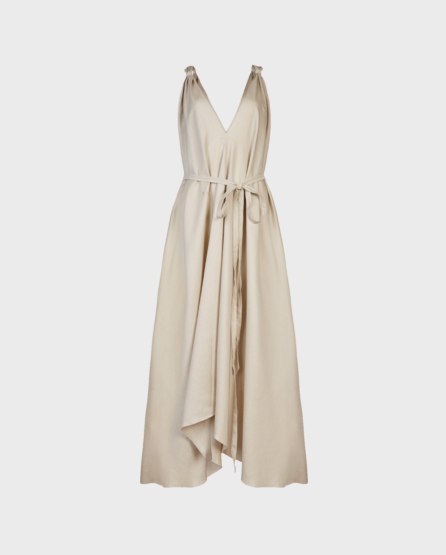 Discover The RHUNE Linen Long Dress V-Neck Tie-Waist From ANNE FONTAINE