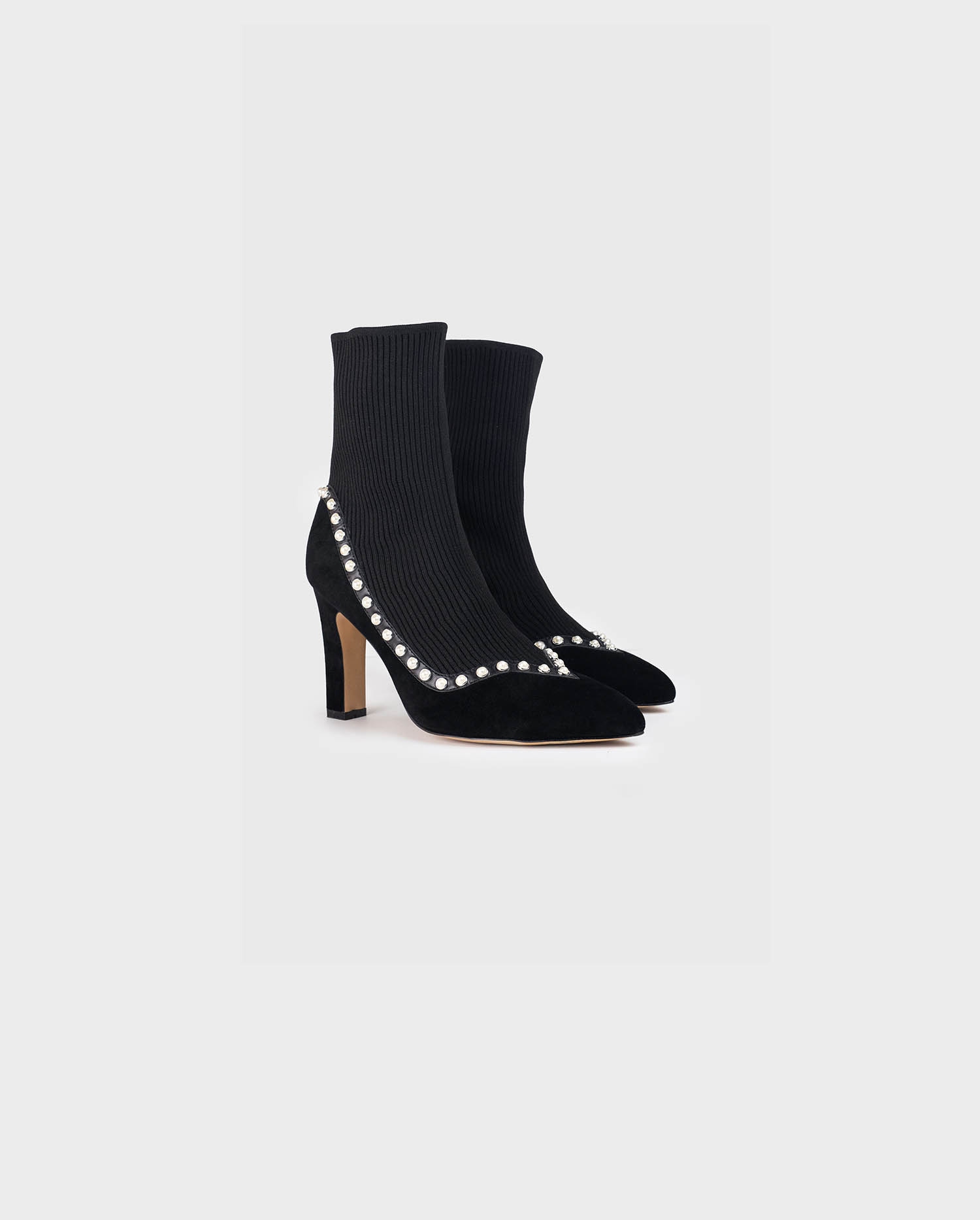 Discover the RIME Suede ankle sock boot lined with pearls from ANNE FONTAINE