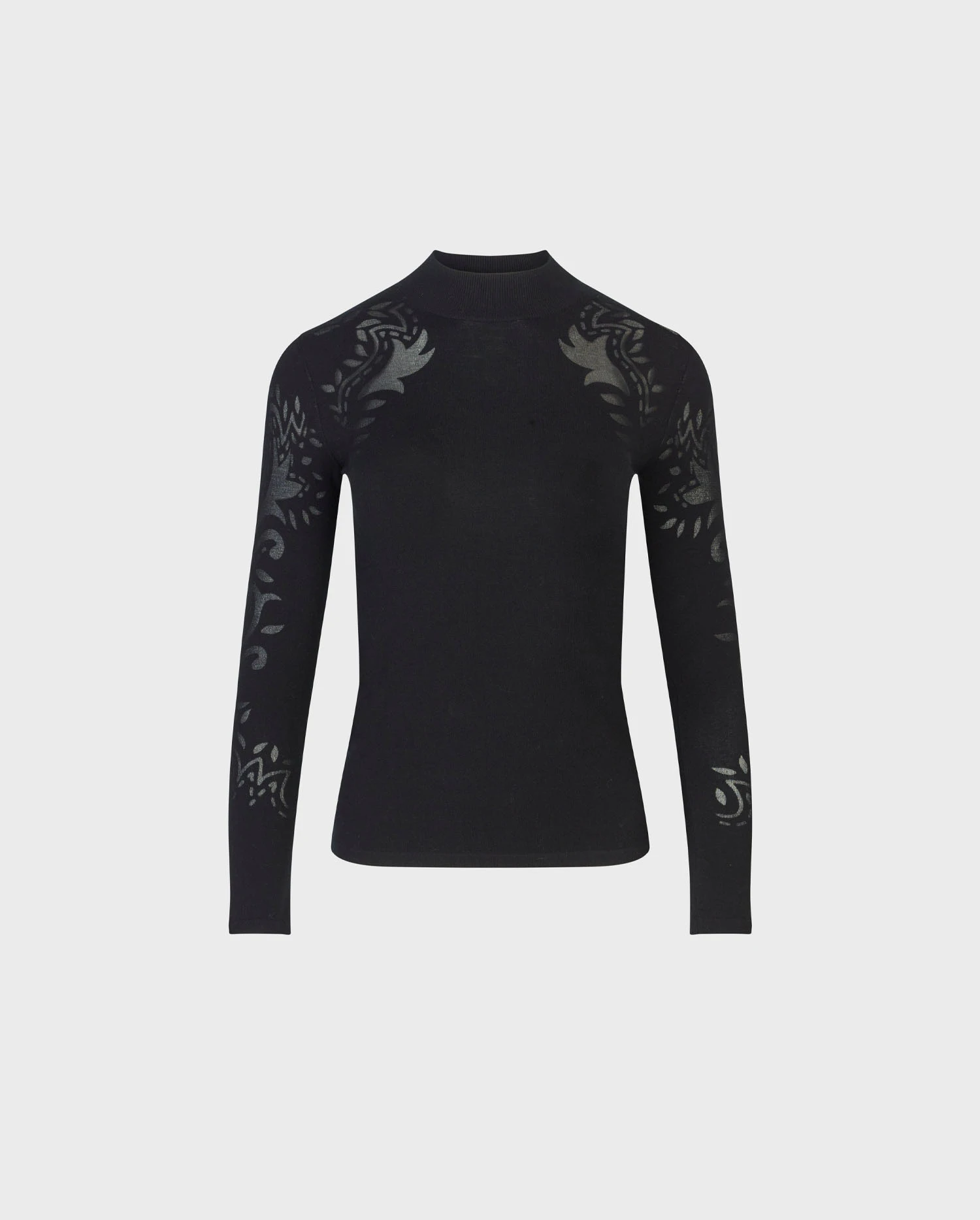 Discover the YALE Thin knit mock neck sweater with abstract burnout patterns from ANNE FONTAINE