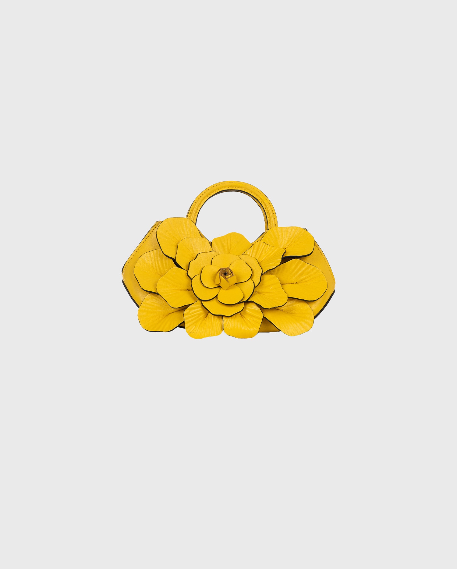 Discover The SCARLETT-MINI Signature leather mini floral handbag in yellow from ANNE FONTAINE