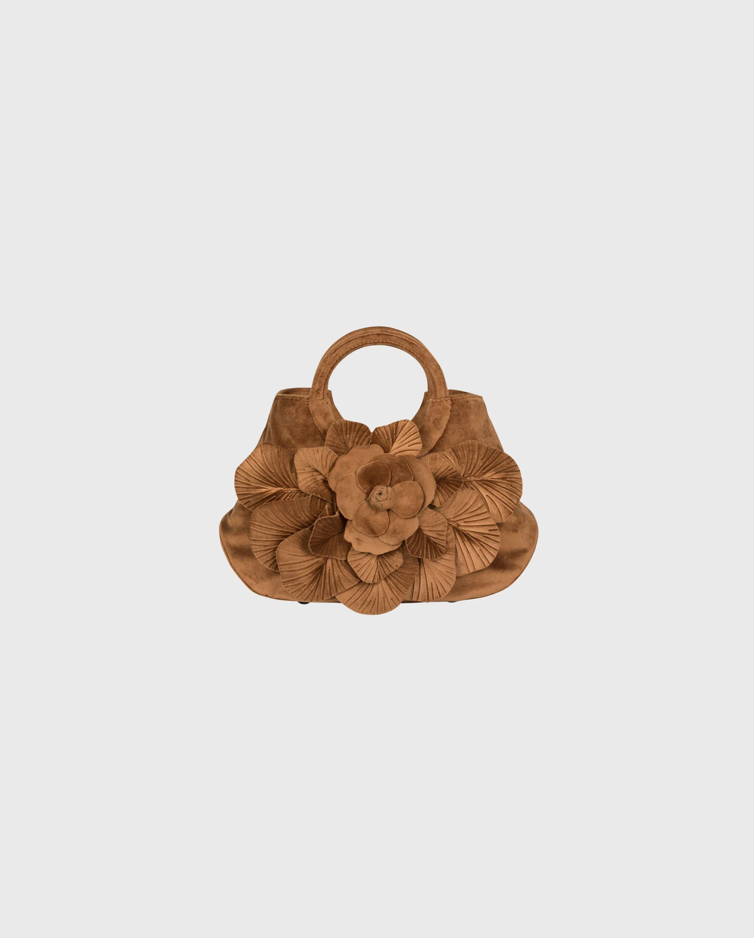 Discover The SCARLETT Signature floral Velvet handbag in caramel from ANNE FONTAINE