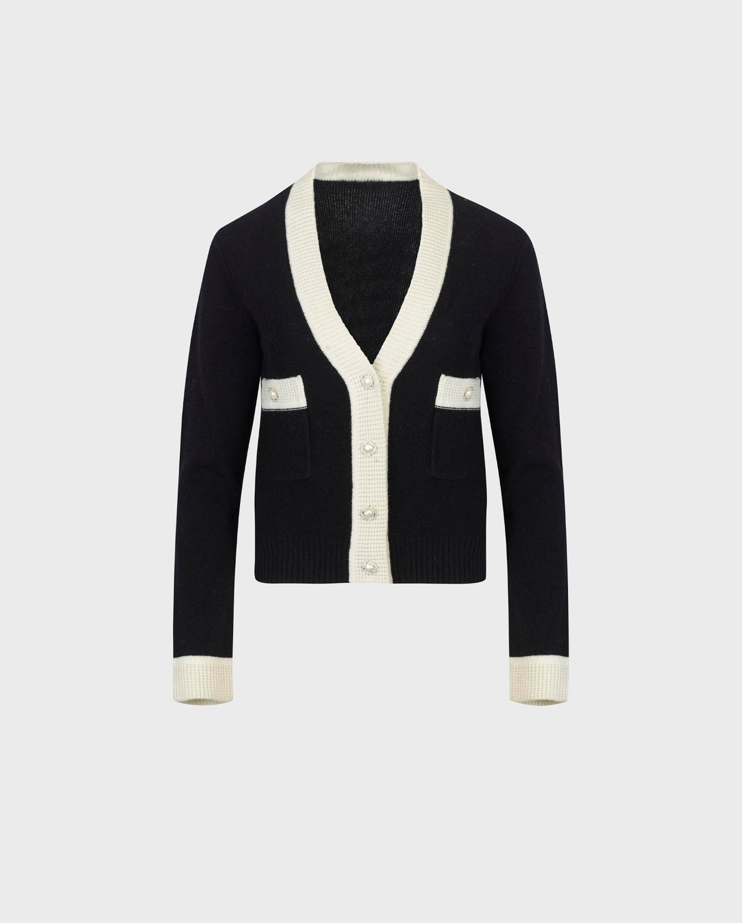 Discover The SCRIPT Long sleeve black wool-blend cropped cardigan from ANNE FONTAINE