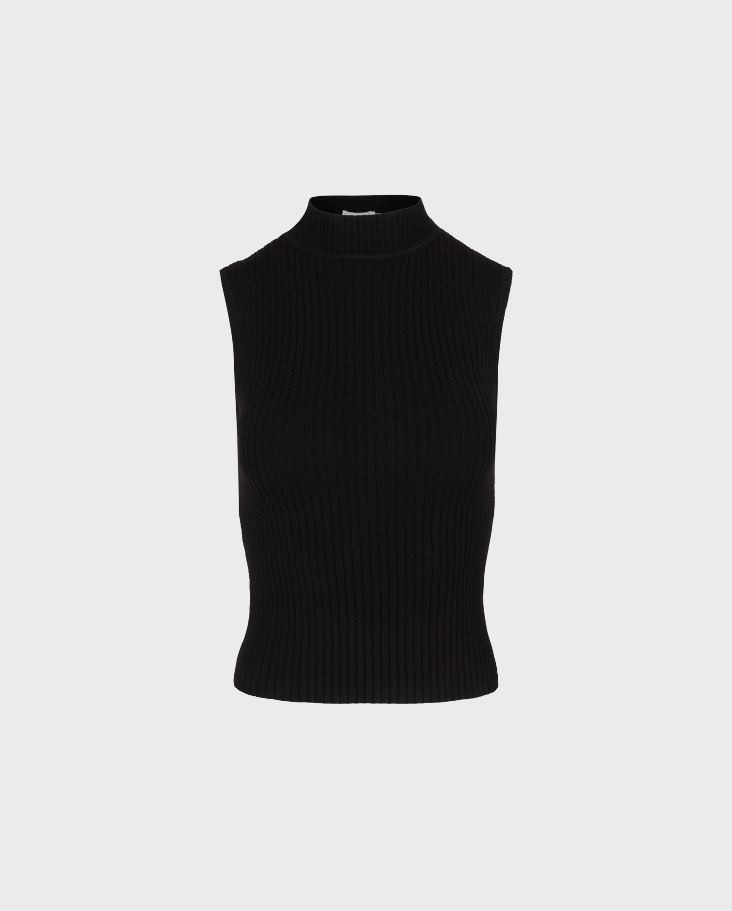 Discover The SOLO Sleeveless black ribbed mockneck knit from ANNE FONTAINE