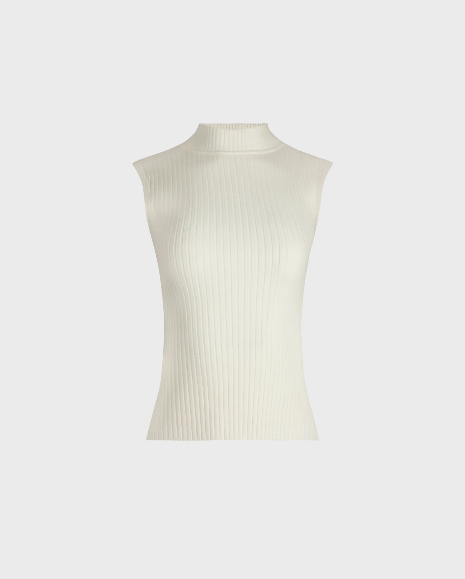 Discover The SOLO Sleeveless white ribbed mockneck knit from ANNE FONTAINE