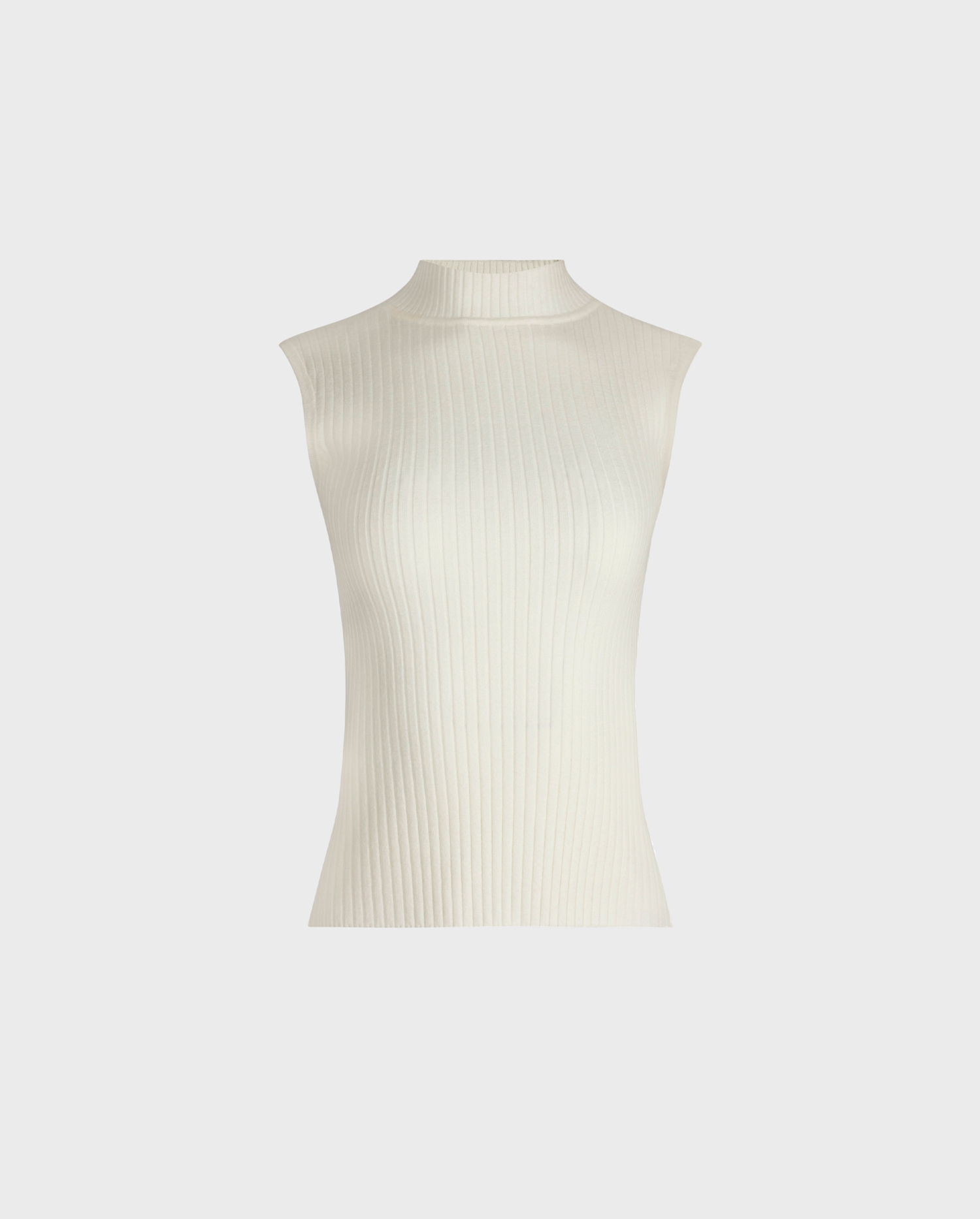 Discover The SOLO Sleeveless white ribbed mockneck knit from ANNE FONTAINE