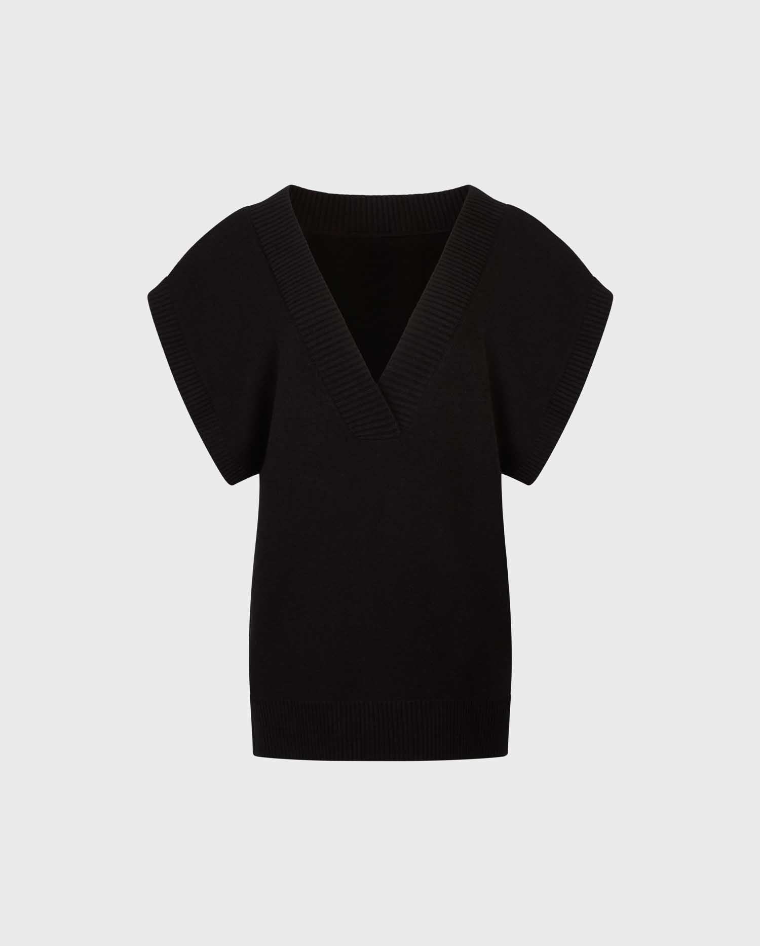 Discover The SONNET Black sleeveless v-neck knit sweater vest from ANNE FONTAINE