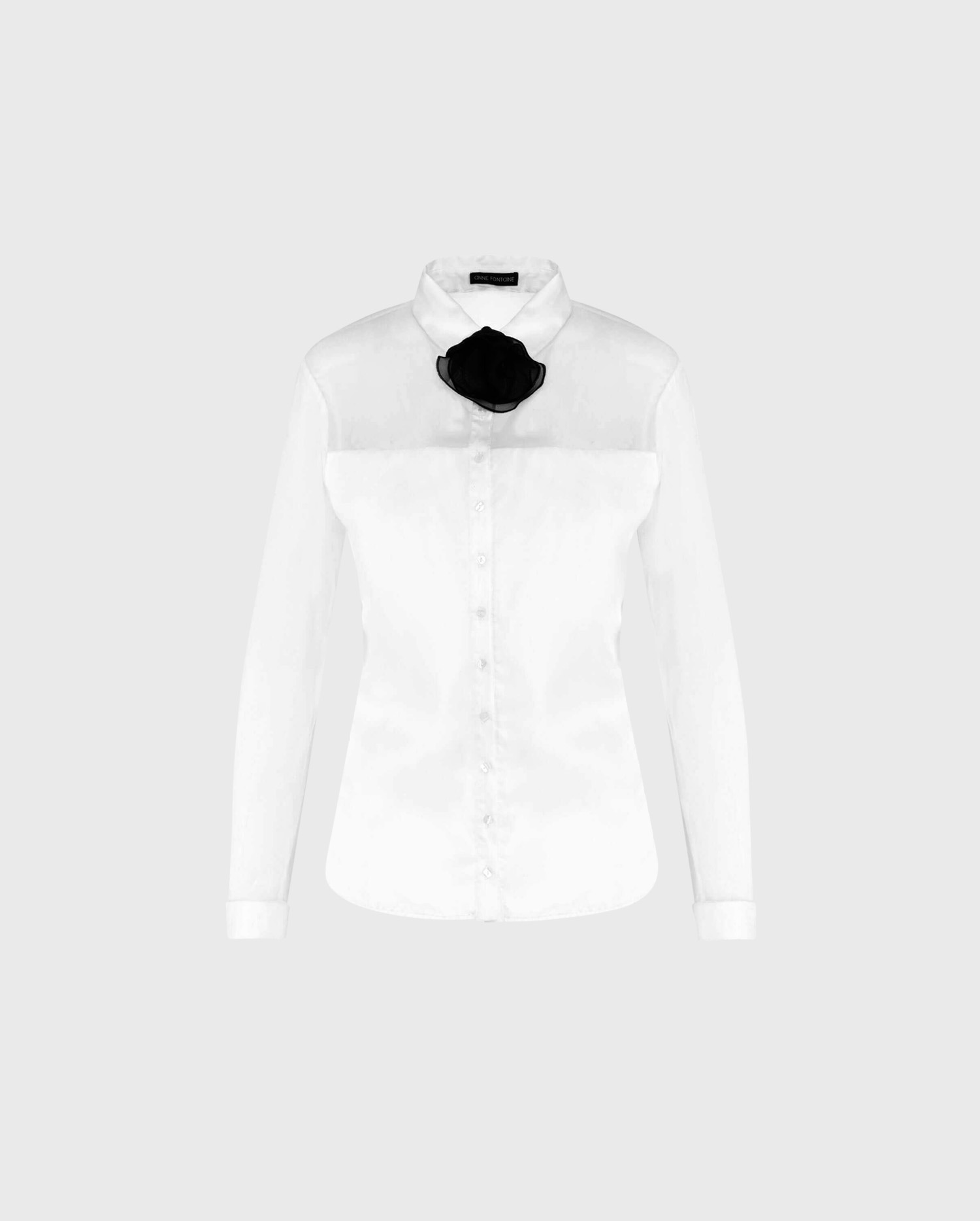 Discover The SOUADE Silk Organza Shirt With Chiffon Long Sleeves and Removeable Neck Bow From ANNE FONTAINE