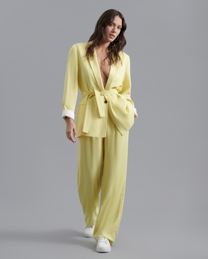 Shop the NAHI oversized yellow jacket with removeable belt from ANNE FONTAINE 