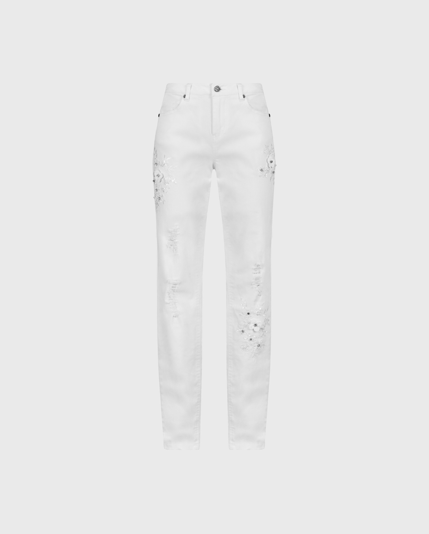 Discover the VALA white distressed straight leg denim jean from ANNE FONTAINE
