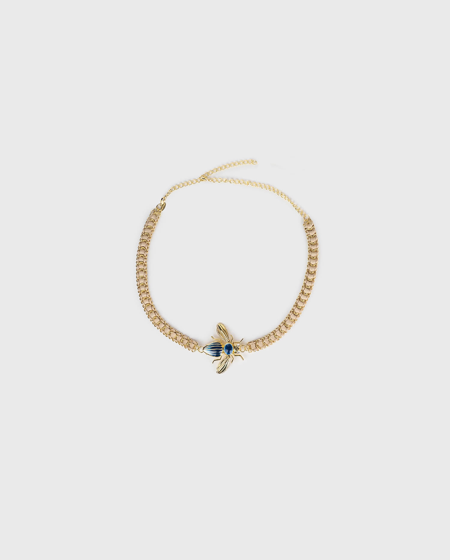 Discover the VIRGINIA Blue and gold bug chain belt from ANNE FONTAINE