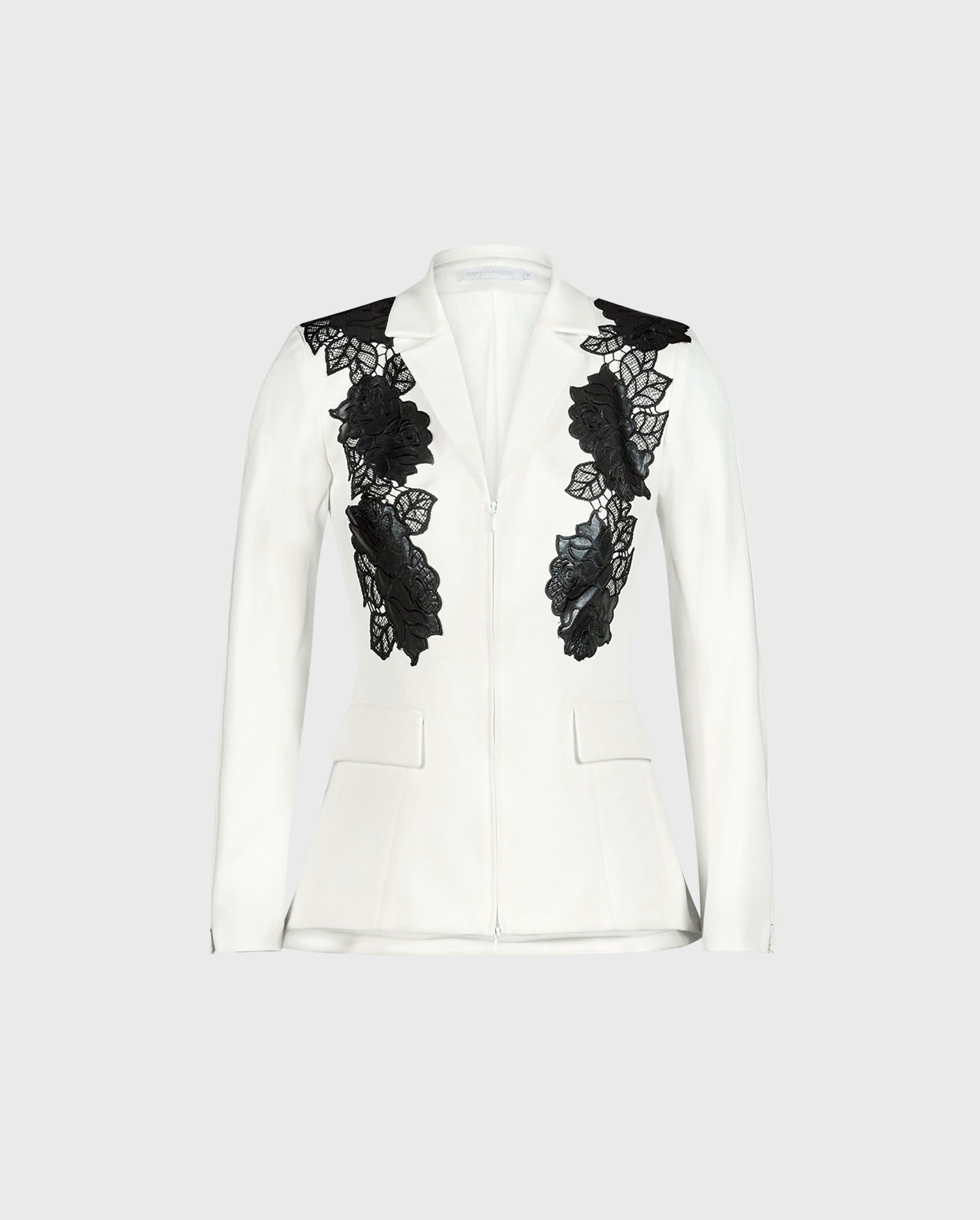 Discover the VORRA Tailored jacket with faux leather Rose appliques from ANNE FONTAINE