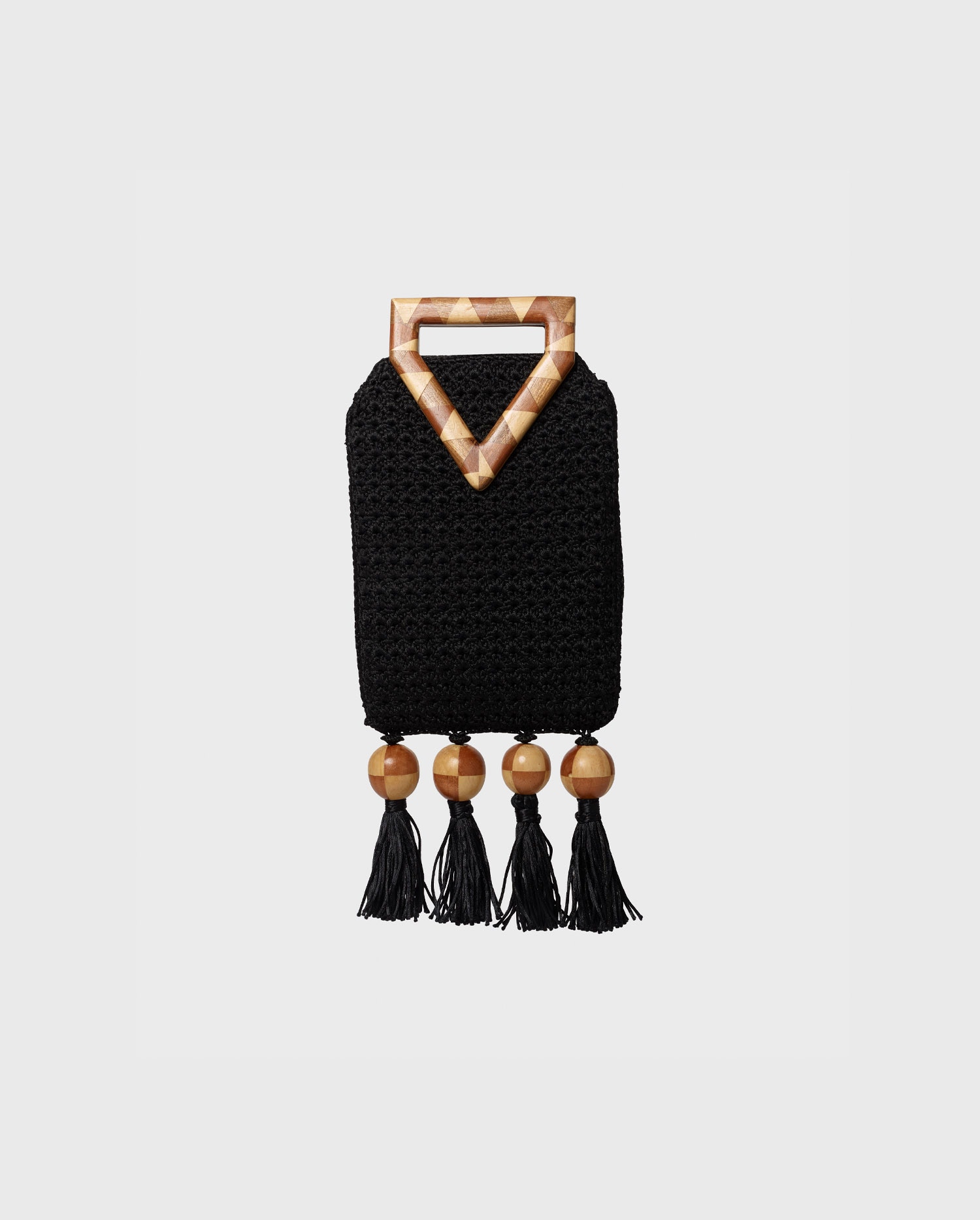 Discover The YON Black Woven Handbag With Wooden Handle From ANNE FONTAINE