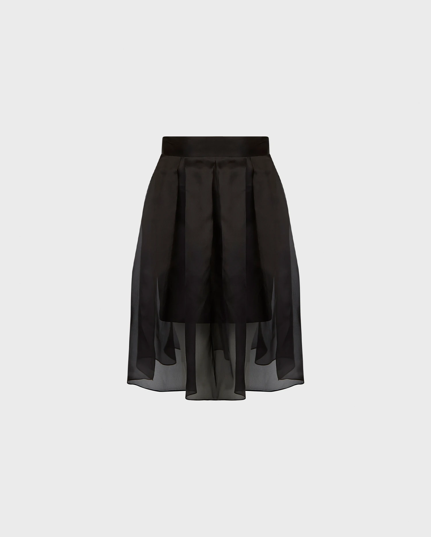 Discover the AVI Inverted High-Waisted Silk Organza Black Skirt
