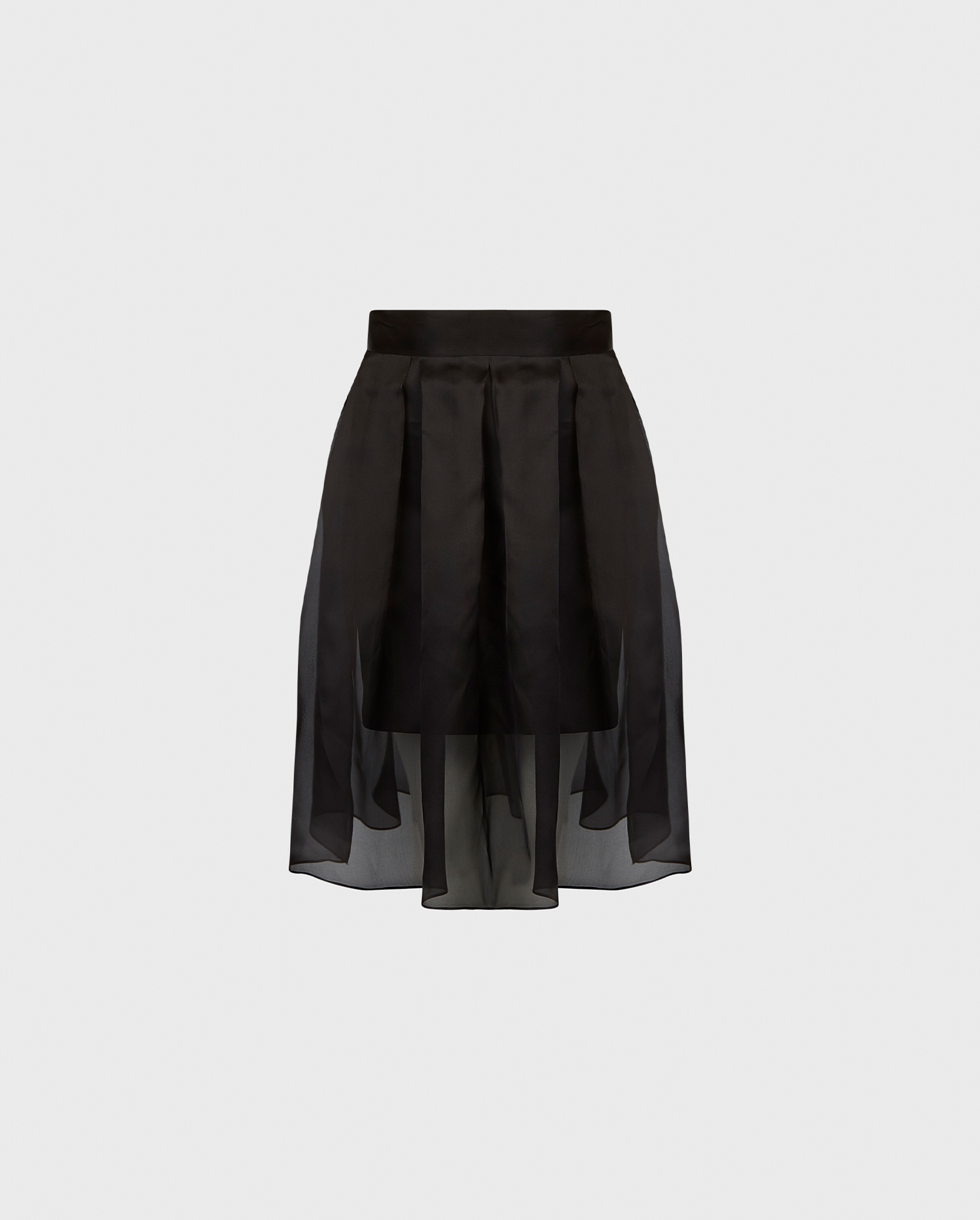 Discover the AVI Inverted High-Waisted Silk Organza Black Skirt from designer ANNE FONTAINE