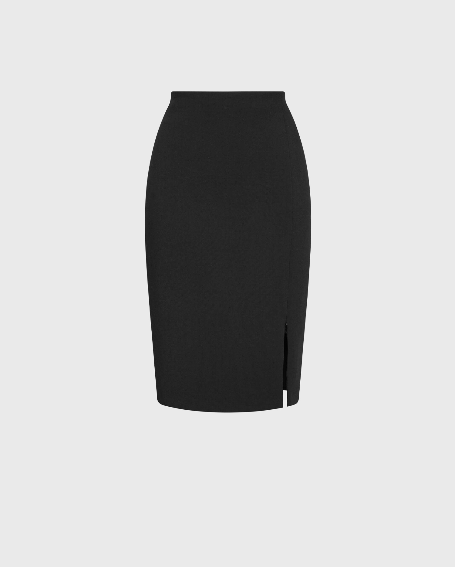 Disocver the ABELLA Thick Black Crepe Skirt With Zippered Slit