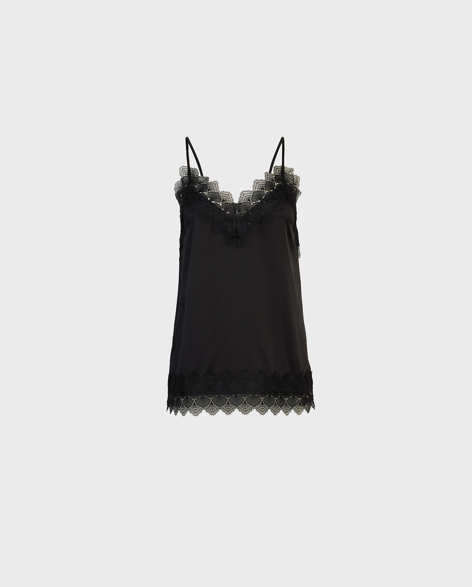 Discover the AGAVE Silk Camisole With Lace Trims in Black from ANNE FONTAINE