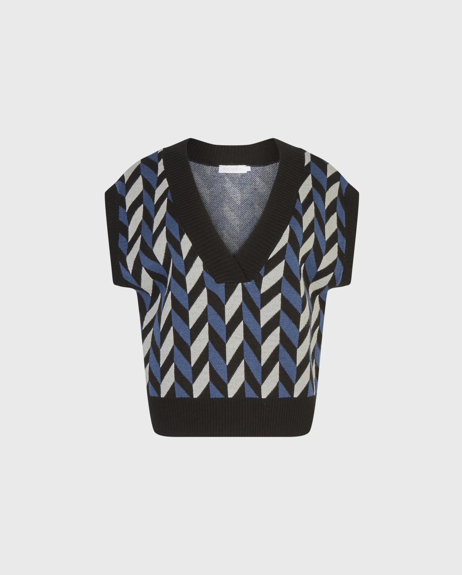 Discover the COLTRANE Cap Sleeve Knit Sweater Vest with Blue and White Striped Pattern