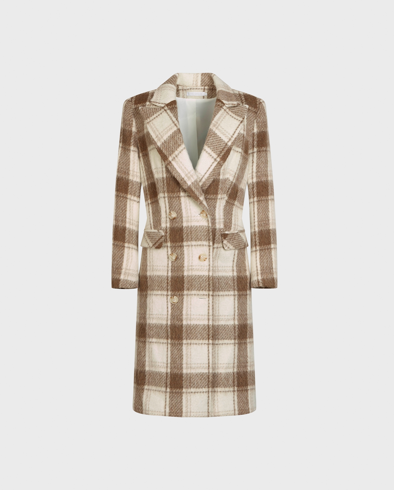 Discover the CONSUELO Knee Length Checkered Patterned Wool Coat 