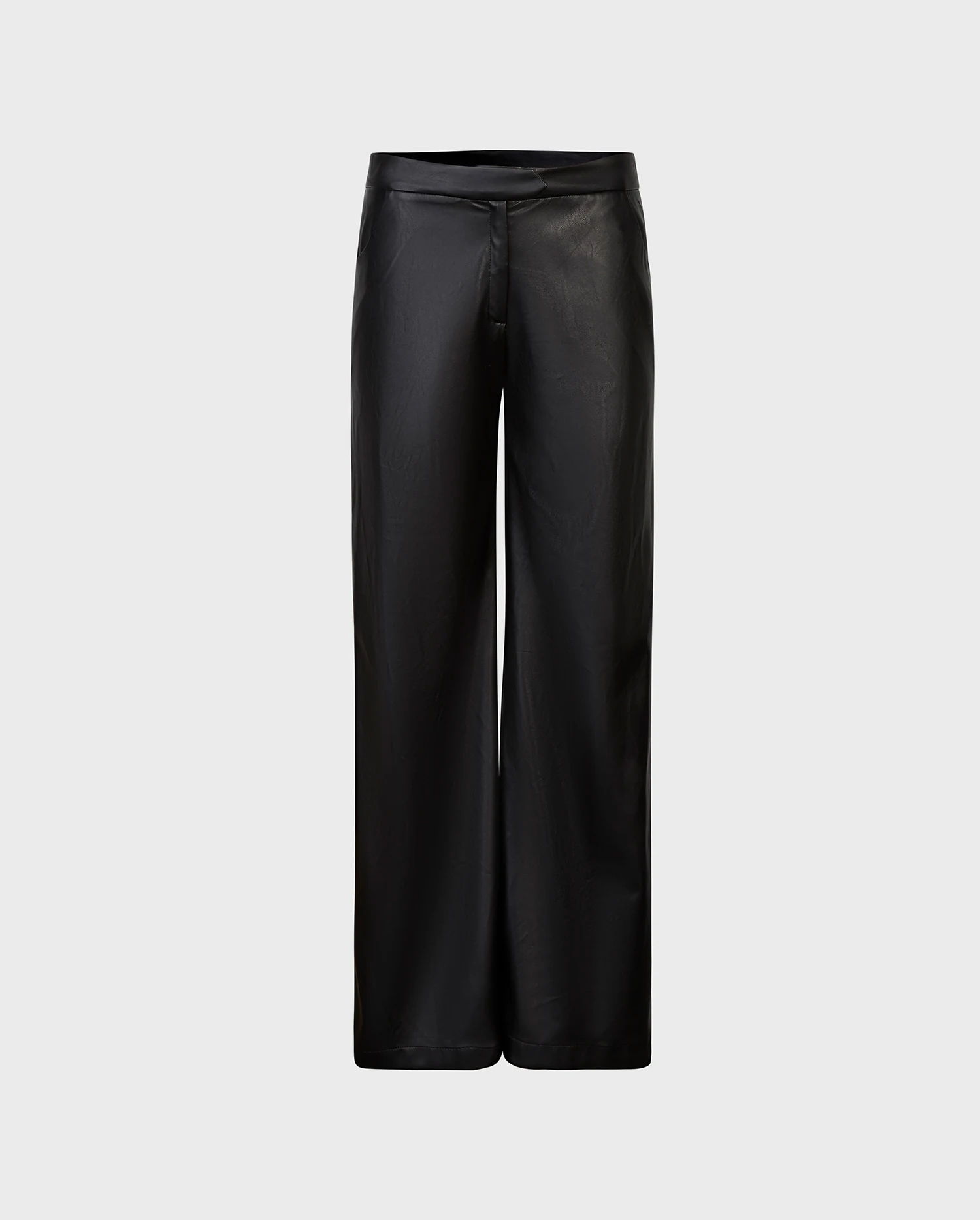 Discover the ESTHETE Wide Leg Faux Leather Pant Featuring Side Snap Details