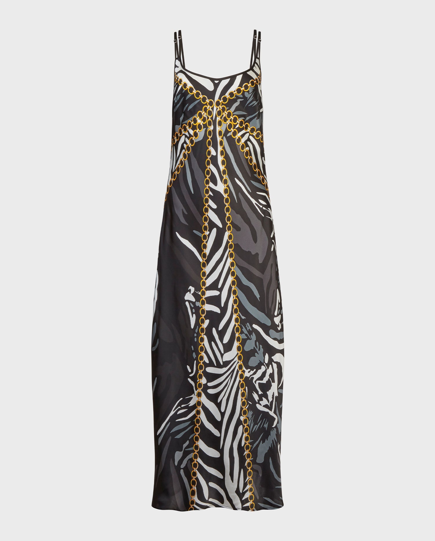 Discover the LAVANDOU zebra and gold chain silk print dress from ANNE FONTAINE