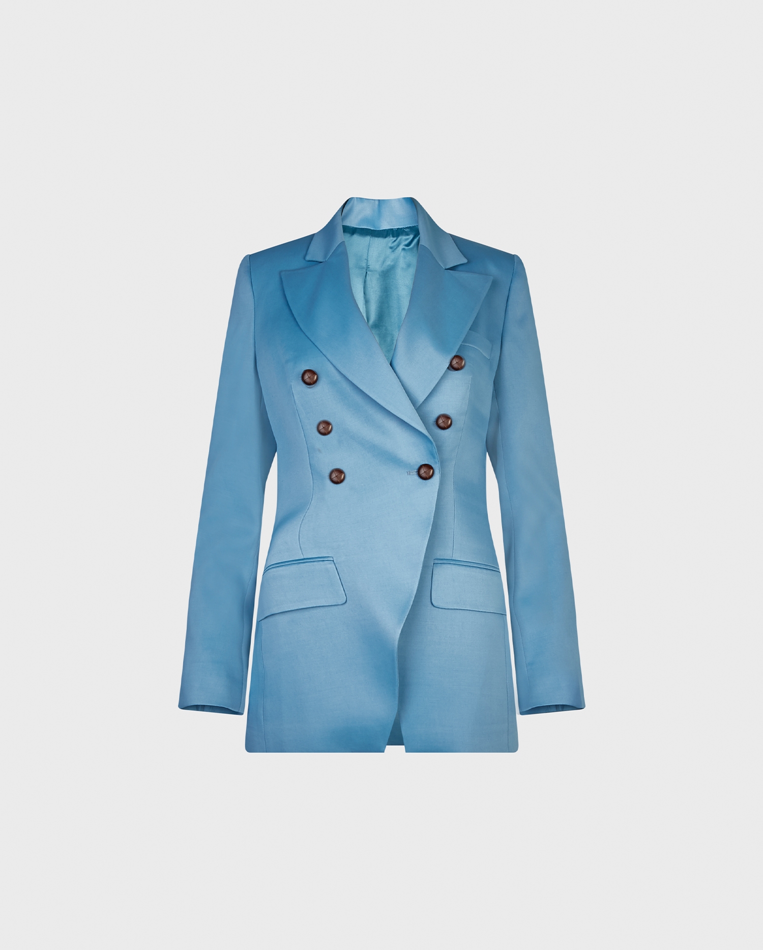 Discover the LONORA Icy Blue Fitted Double-Breasted Blazer Type Suit Jacket from ANNE FONTAINE