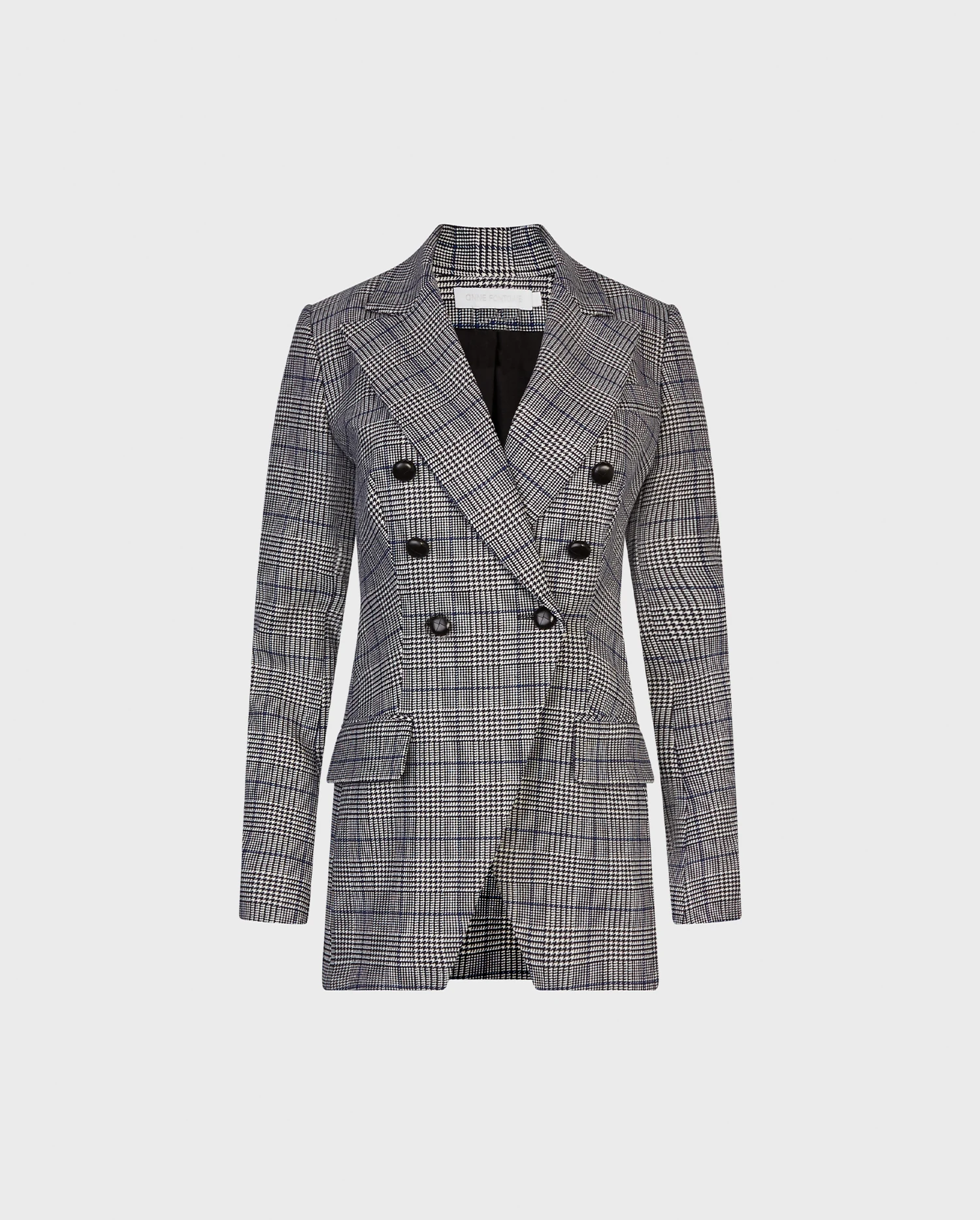 Discover the NOTE Grey Checkered Pattern Double Breasted Blazer  