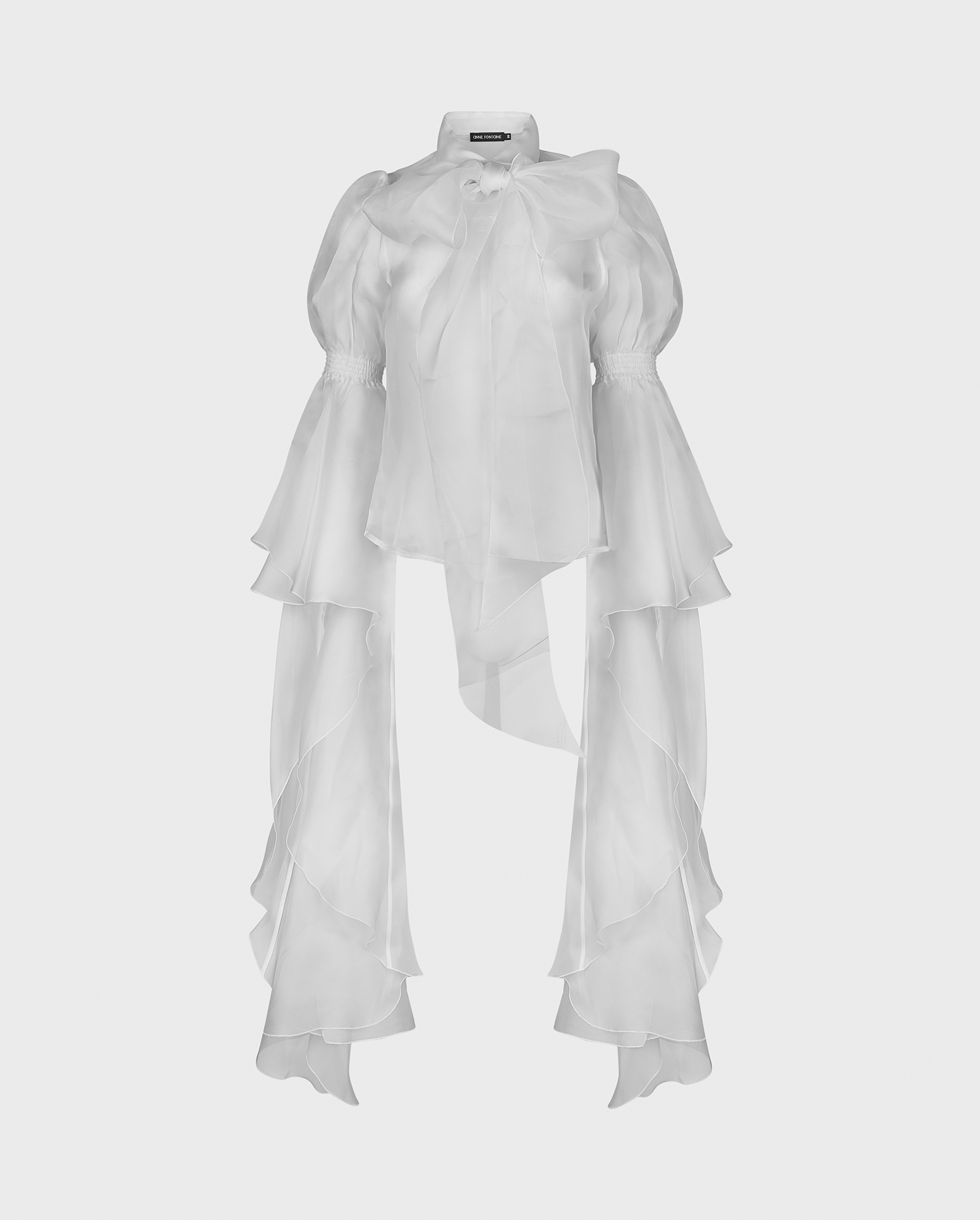 Discover the PARIS White Sheer Silk Collared Blouse With Button Placket from designer ANNE FONTAINE