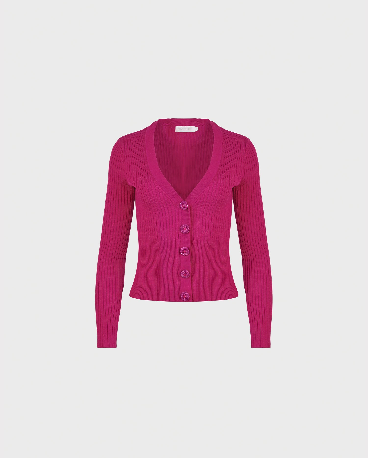 Discover the SOLFEGE Long Sleeve Pink Cropped V-Neck Cardigan