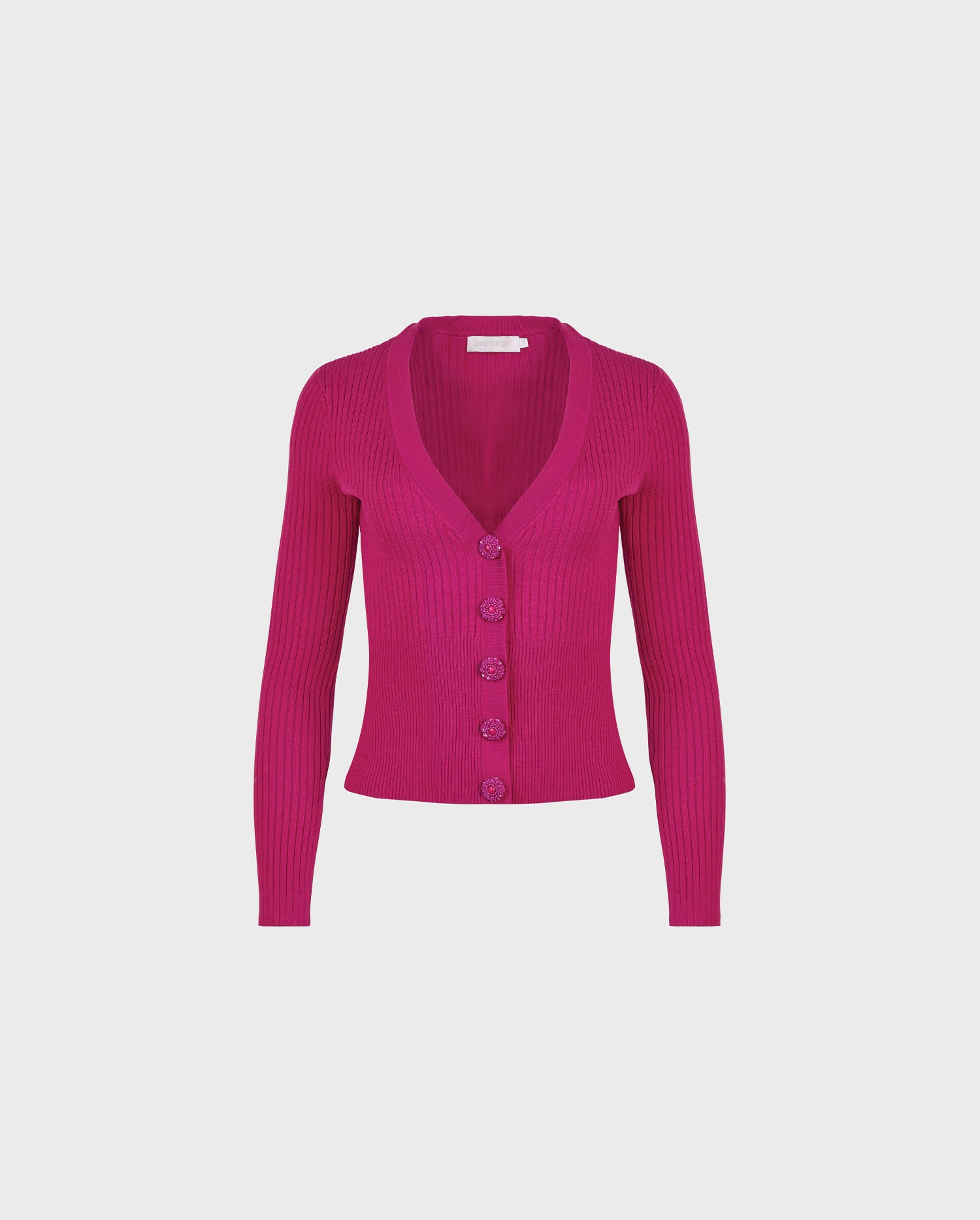 Discover the SOLFEGE Long sleeve hot pink v-neck cardigan from ANNE FONTAINE