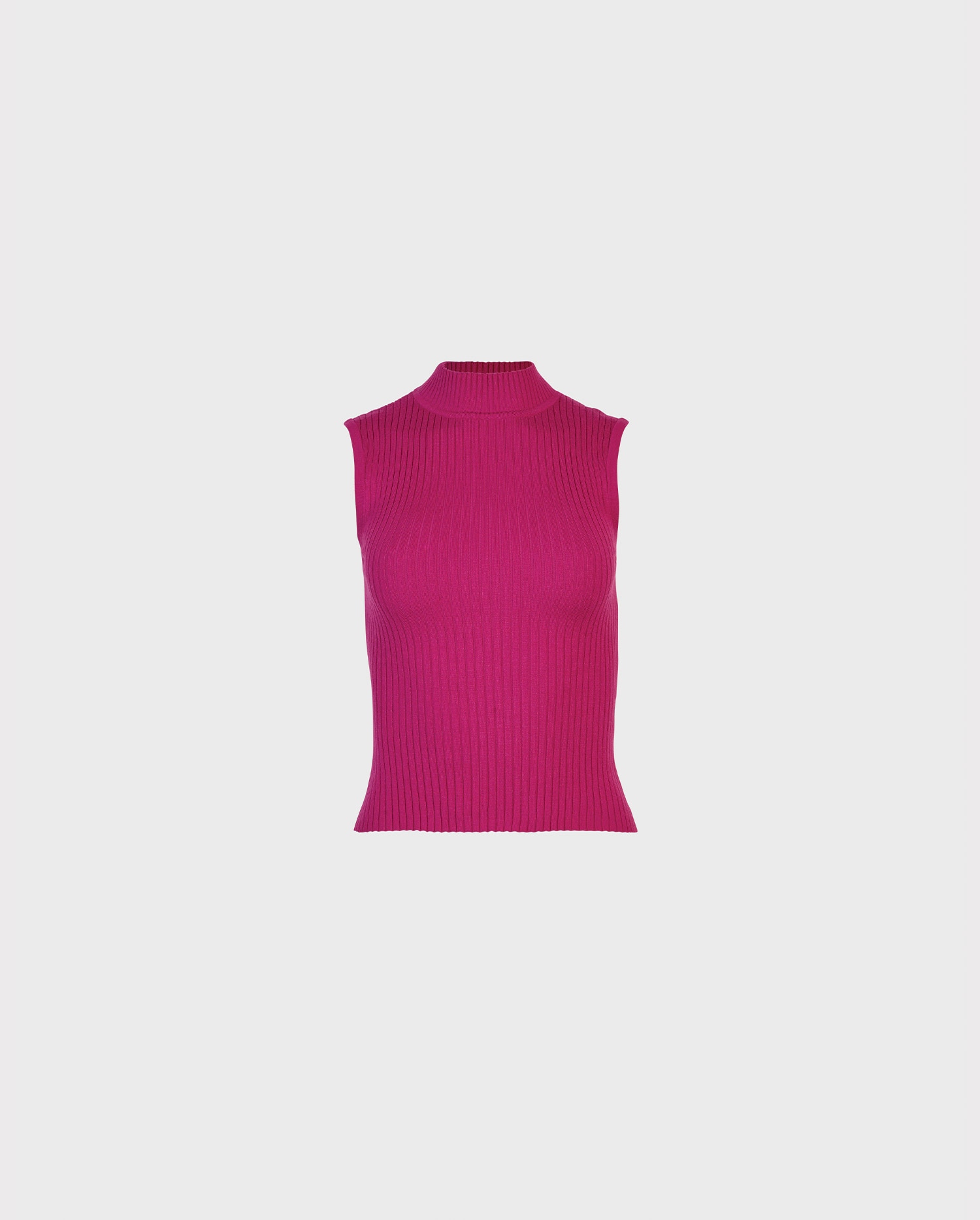 Discover The SOLO Sleeveless ribbed mockneck knit in hot pink from ANNE FONTAINE