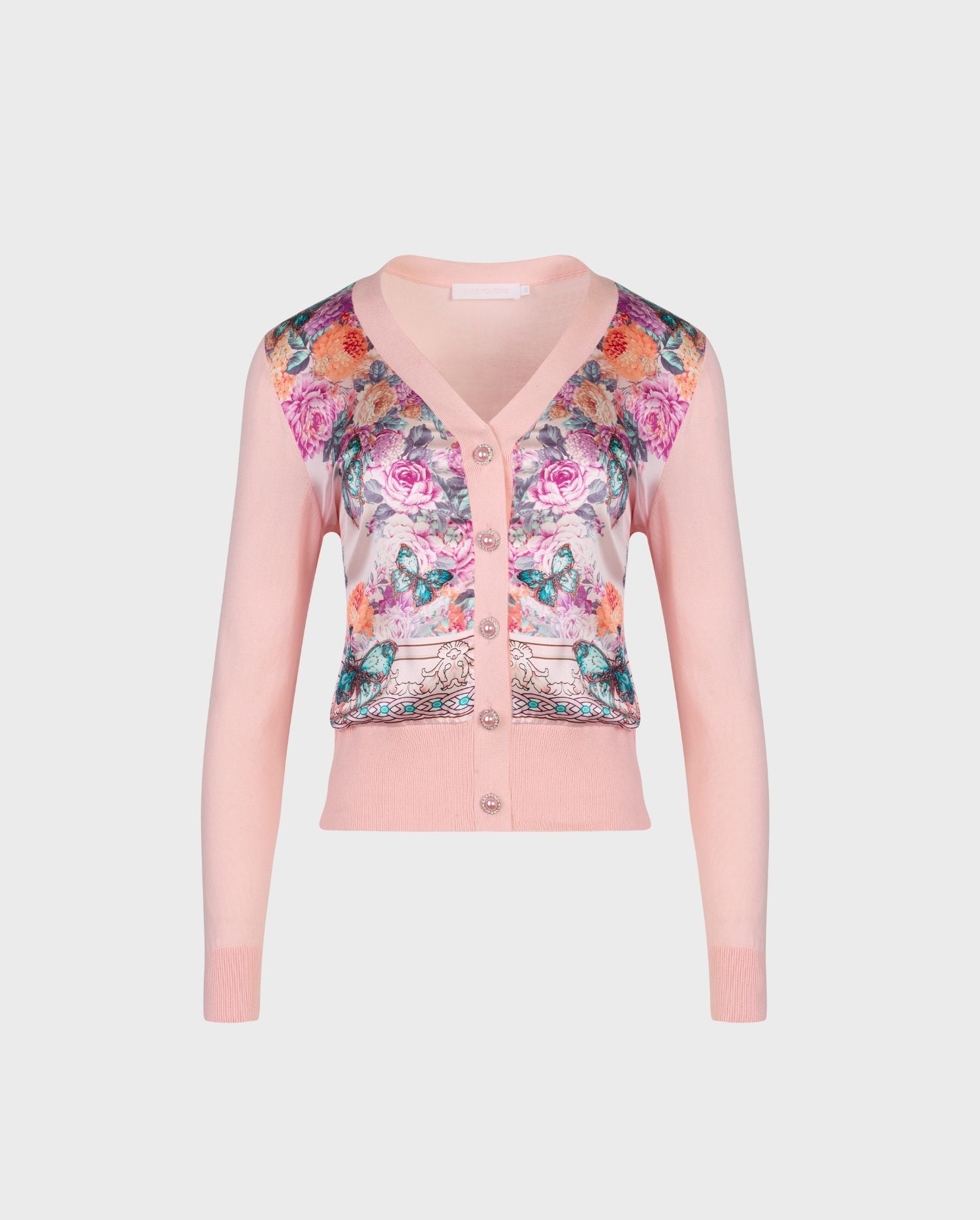 Discover the ZILIA long sleeve pink cardigan with floral print from ANNE FONTAINE