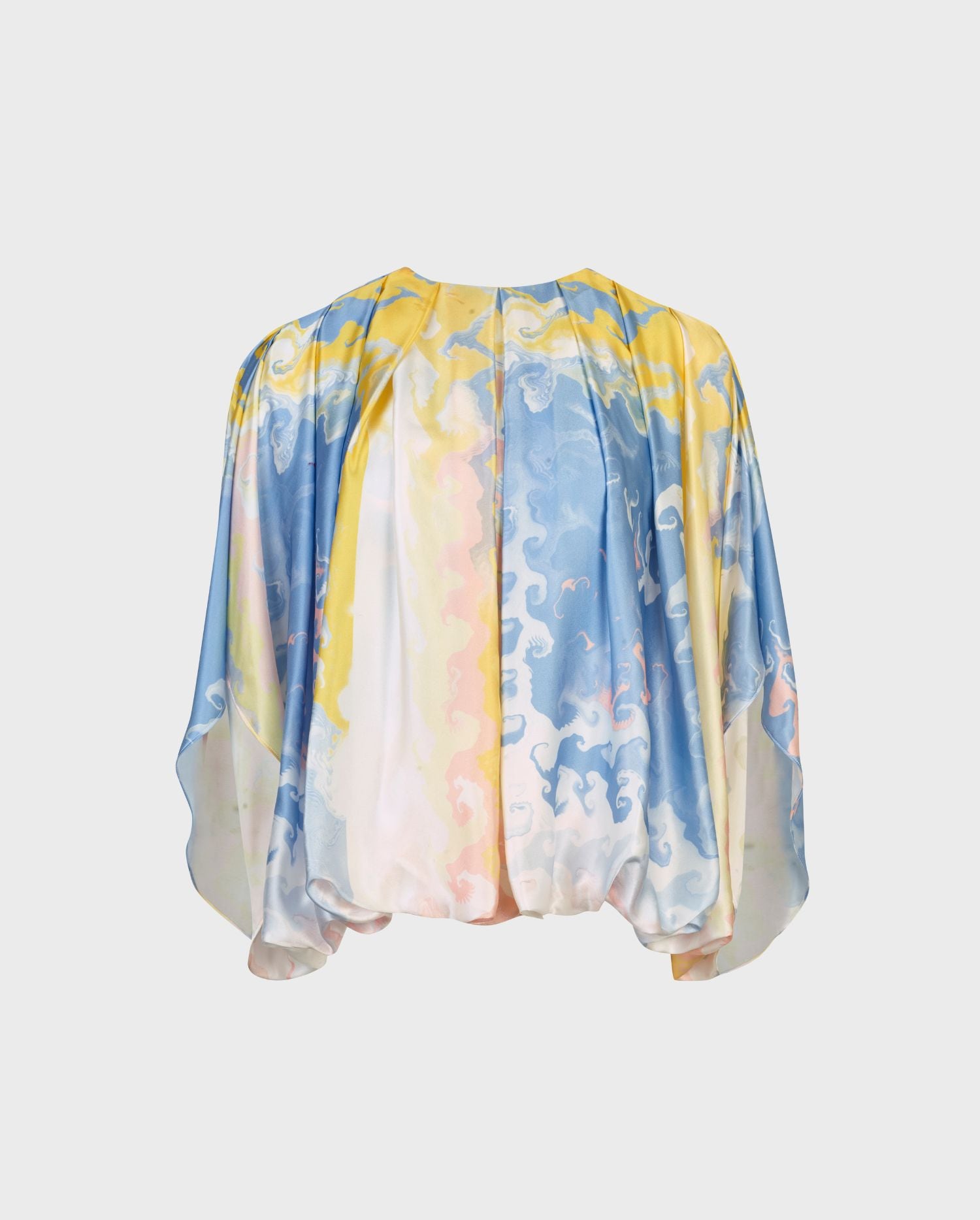 Discover the AQUARELLE Blue Watercolor Print Pleated Silk Blouse from ANNE FONTAINE